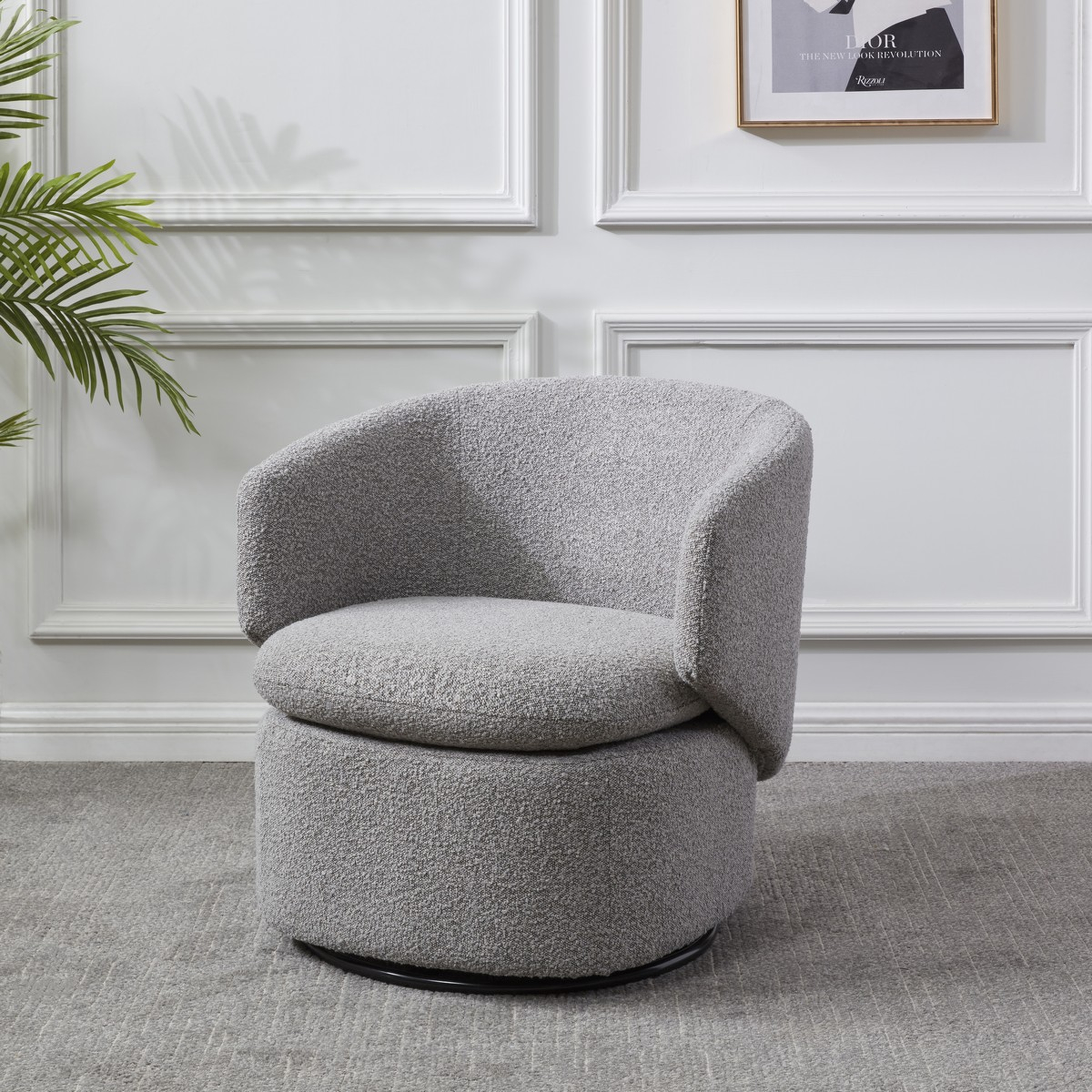 Phyllis Boucle Swivel Chair - Grey - Safavieh Couture