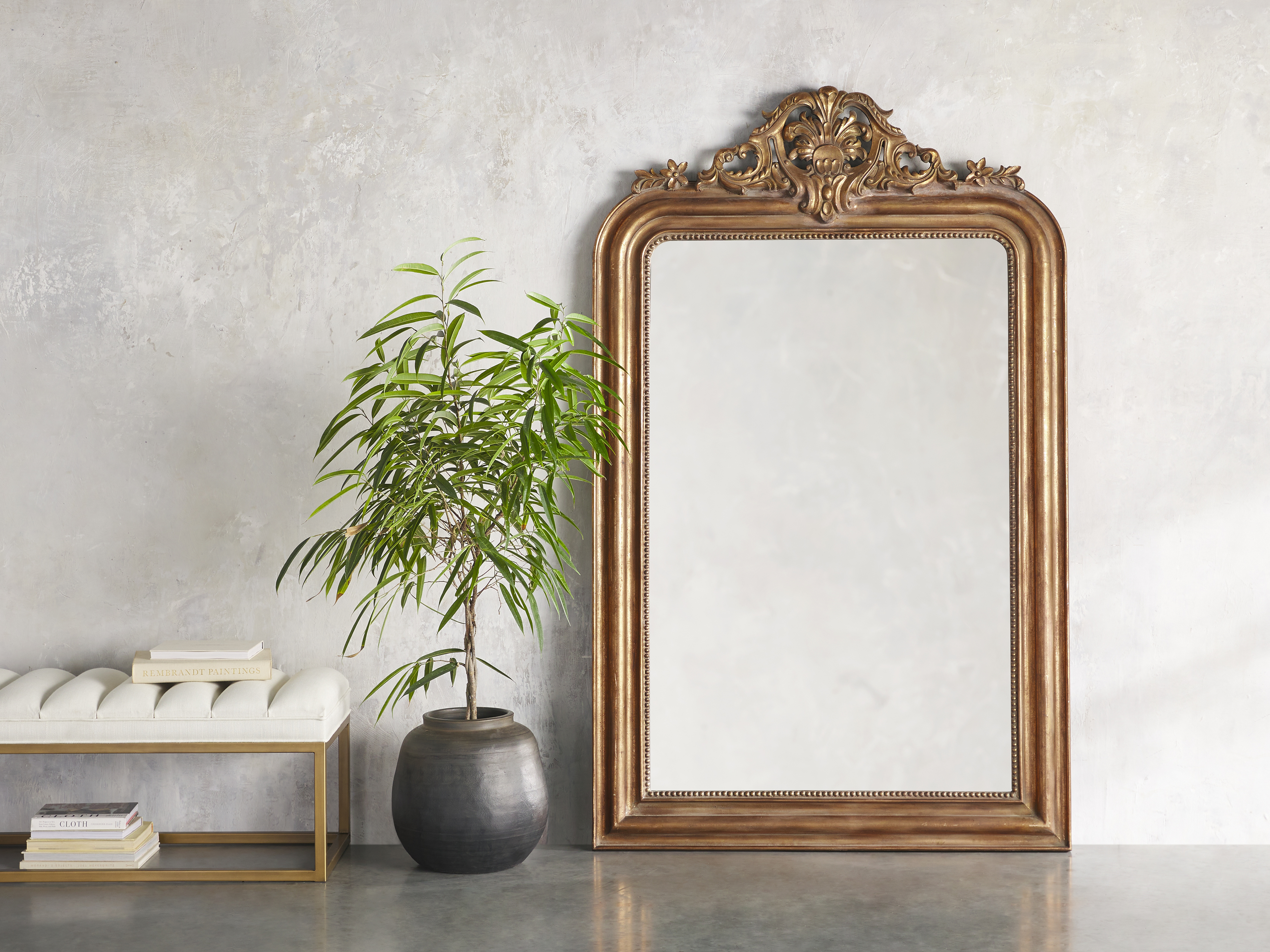 Copenhagen Floor Mirror in Wood Gold - Arhaus