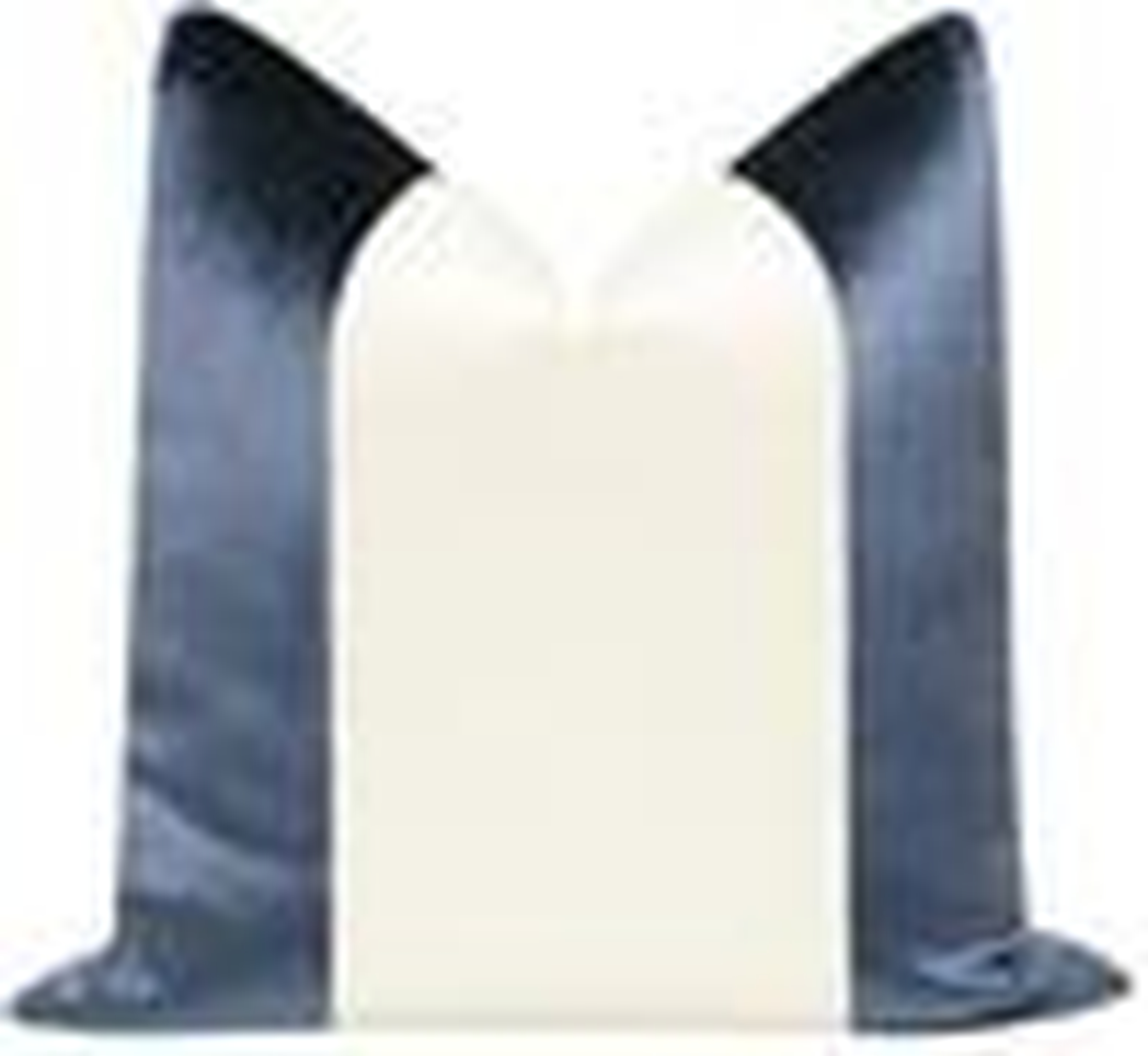 Panel Colorblock Faux Silk Velvet Pillow Cover, Prussian Blue & Alabaster Silk, 18" x 18" - Little Design Company