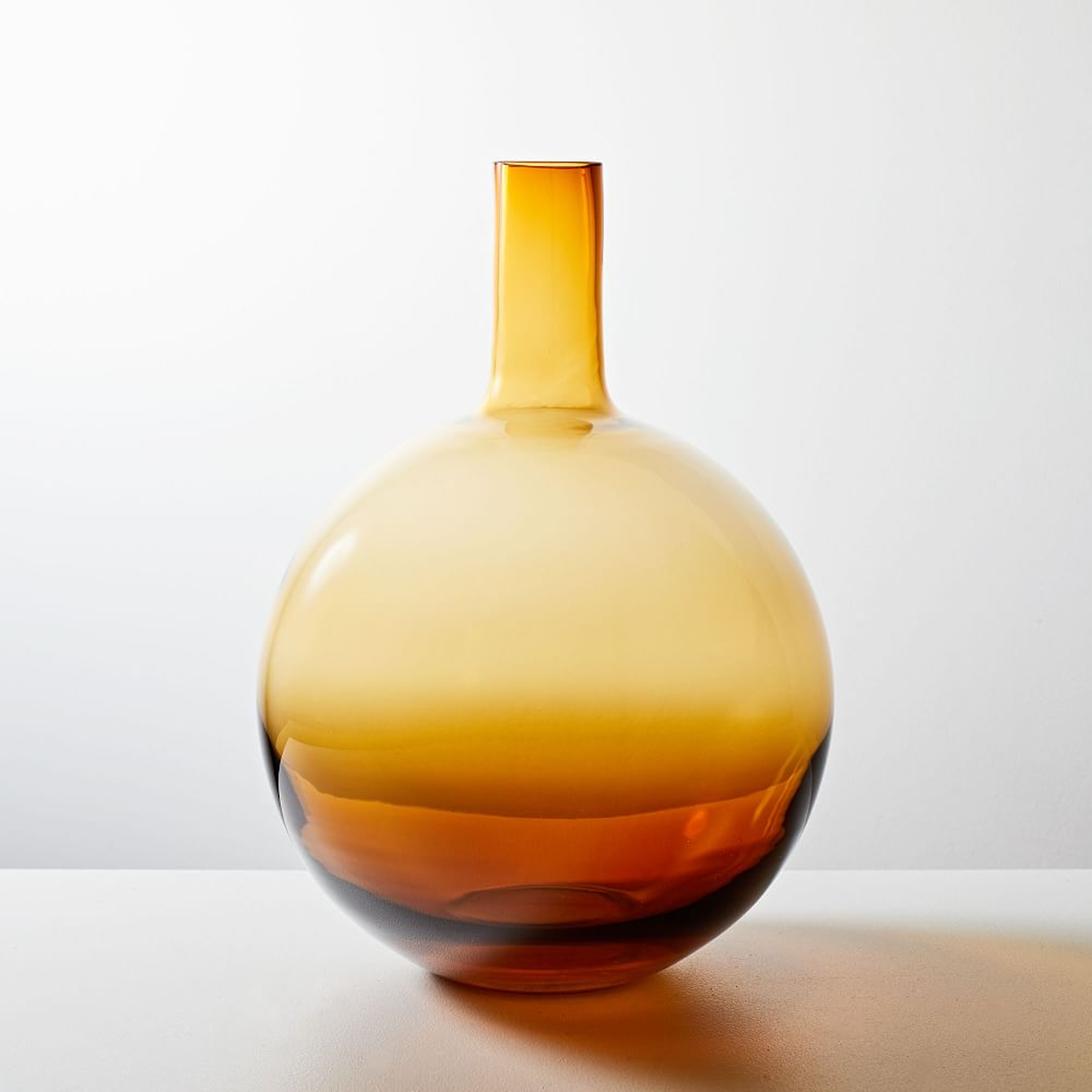 Foundations Glass Short Wide Vase, Golden Oak, 14.75" - West Elm