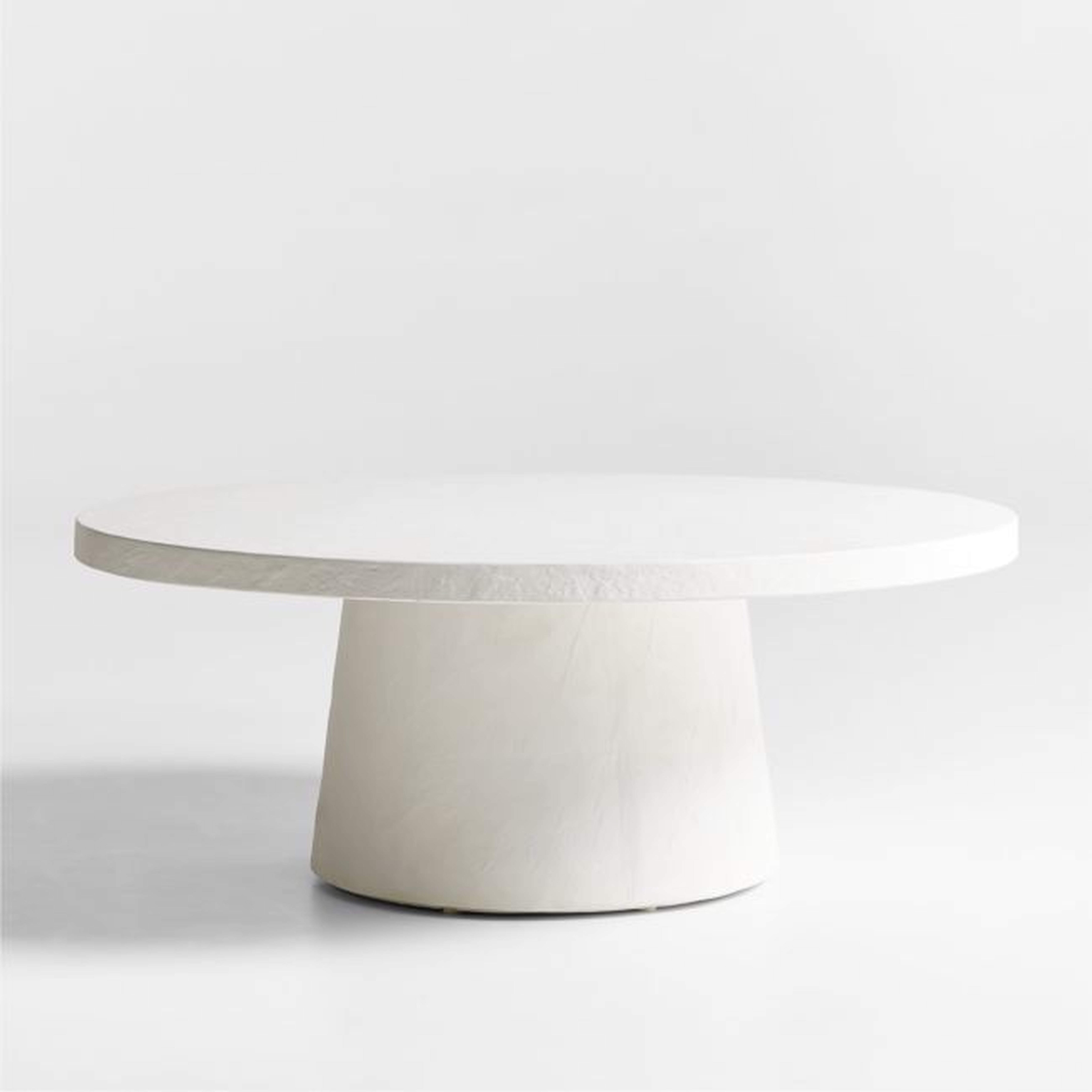 Willy White Concrete 44" Round Pedestal Coffee Table by Leanne Ford - Crate and Barrel