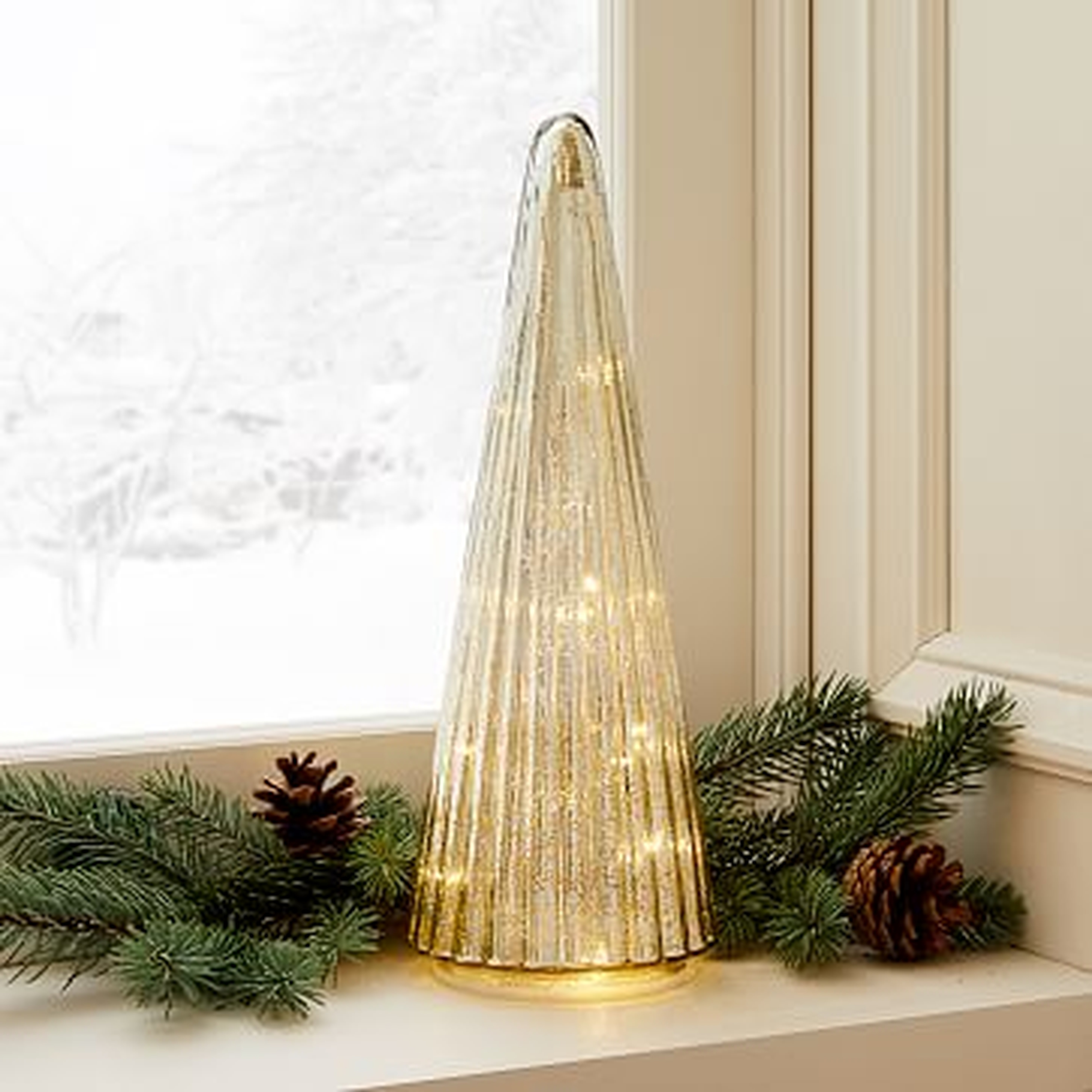 Light-Up Mercury Glass Christmas Tree, 14" - West Elm