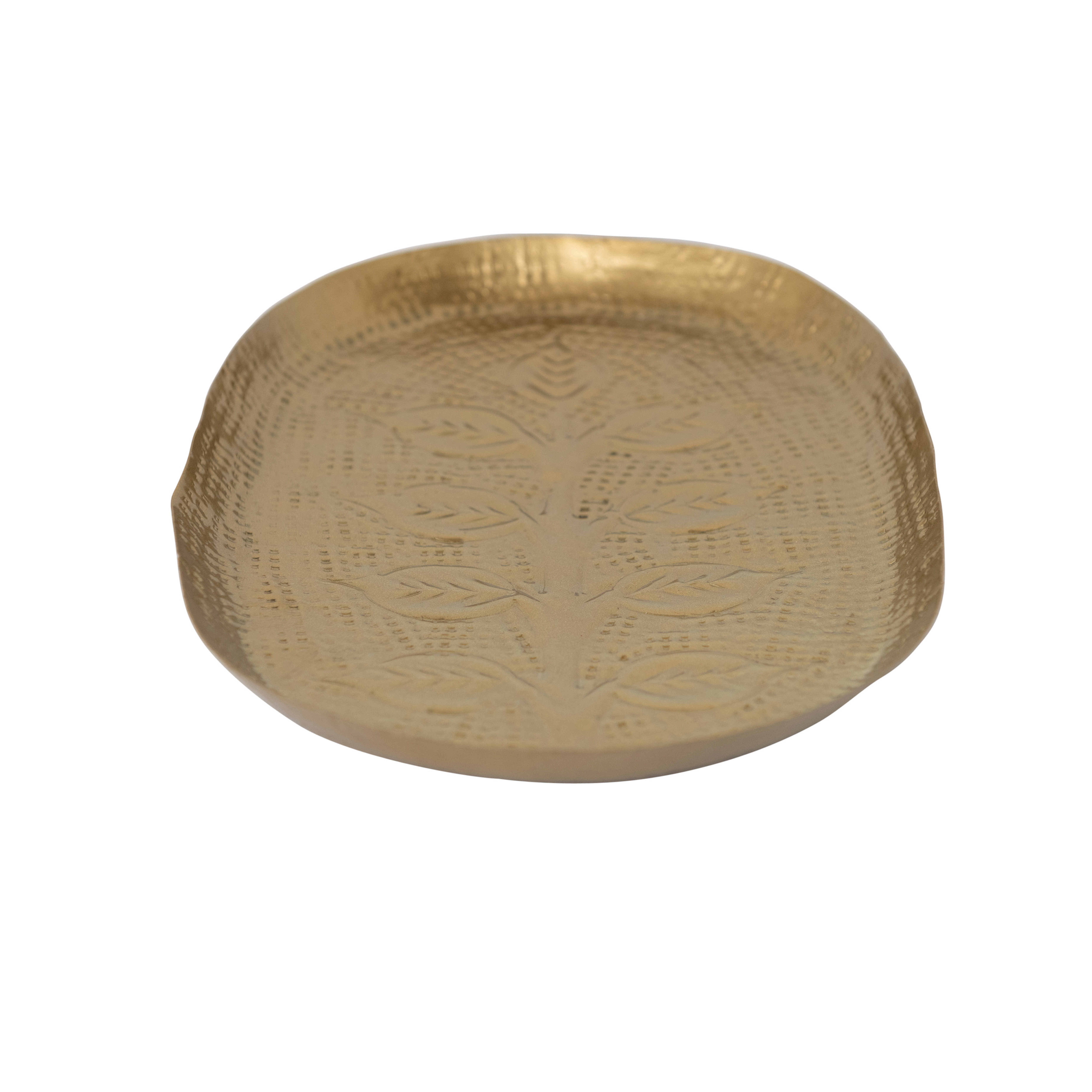  Decorative Embossed Metal Tray, Antique Gold Finish - Creative Co-Op