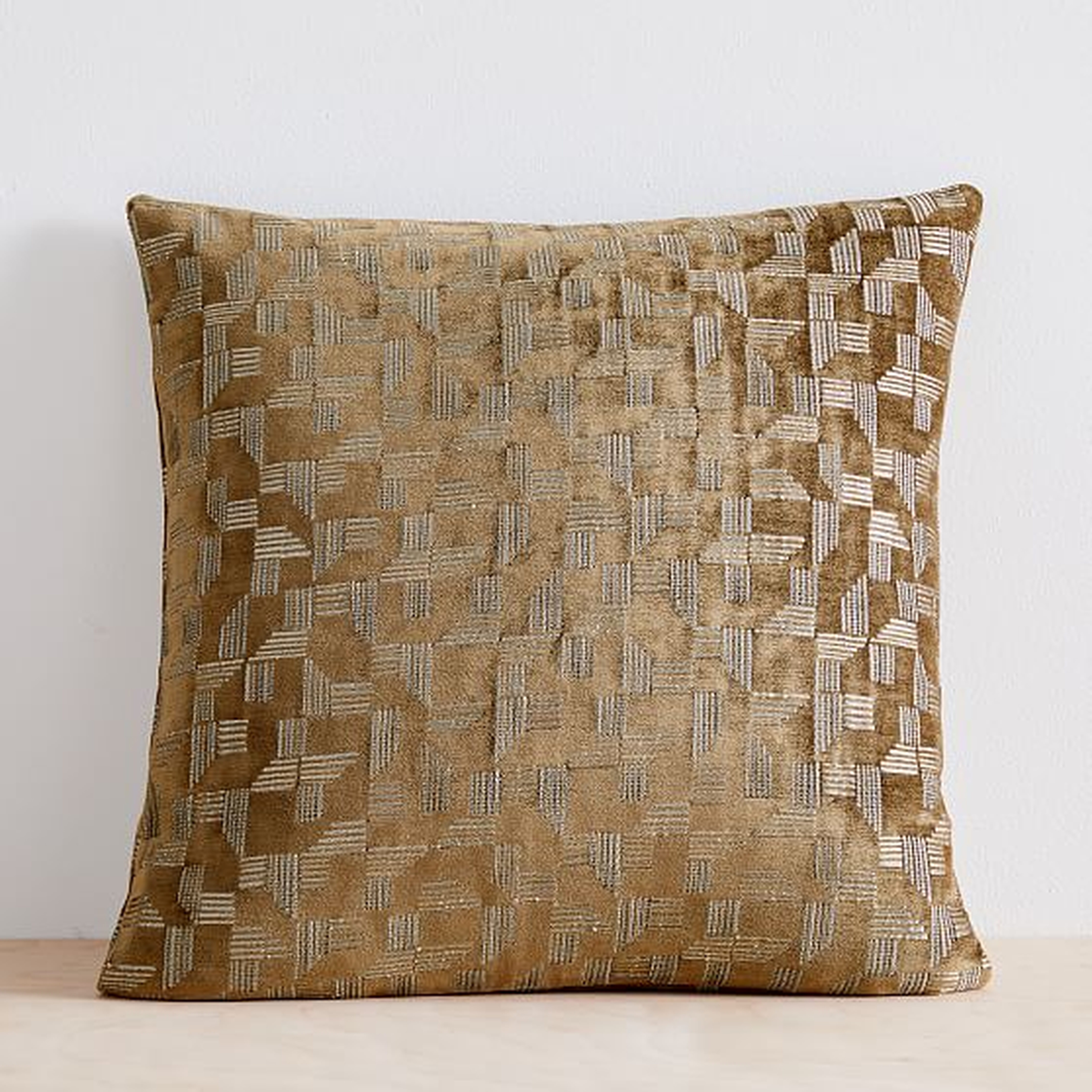 Geo Chenille Jacquard Pillow Cover, 20"x20", Camo Olive - West Elm