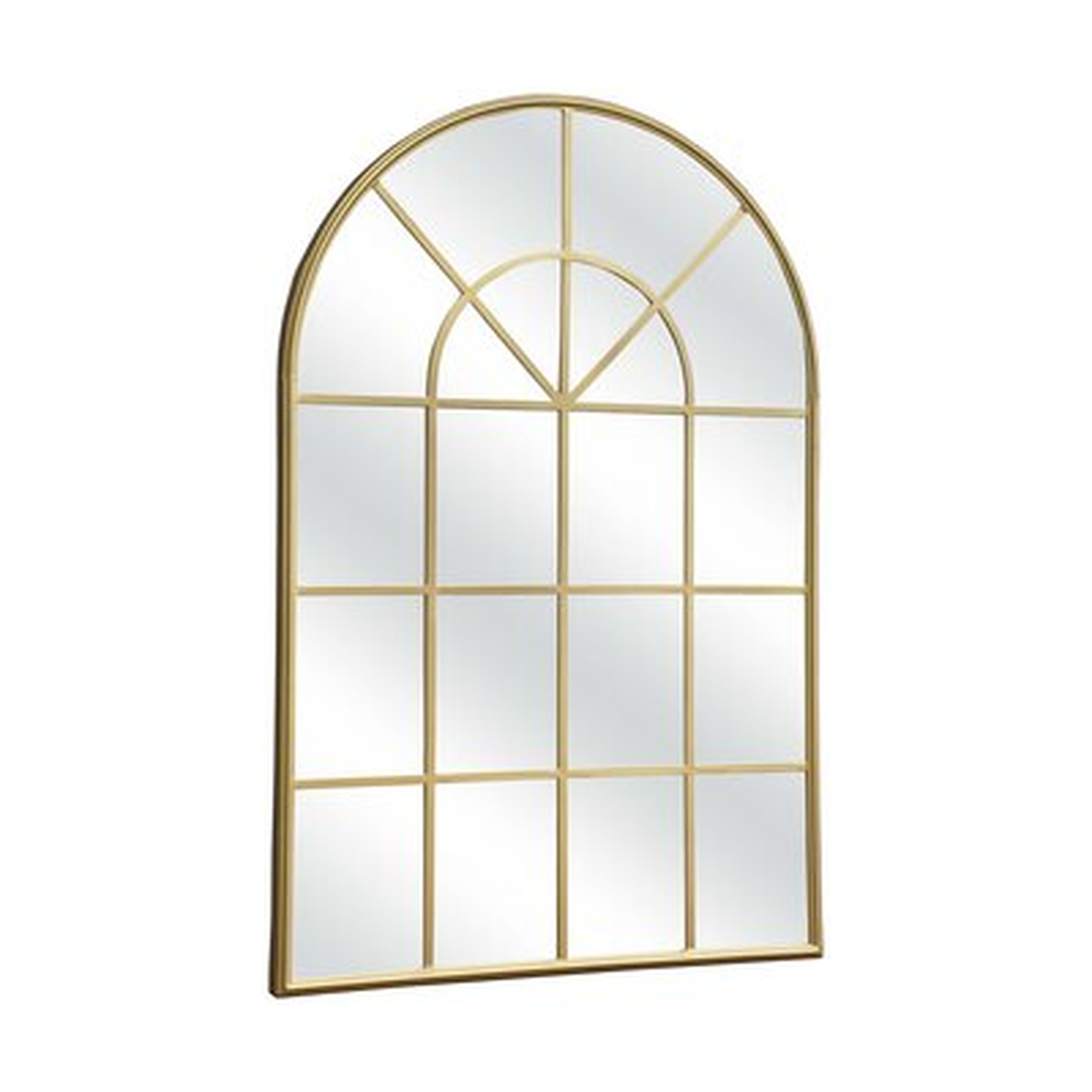47.25"H Arched Windowpane Metal Wall Mirror - Gold - Wayfair