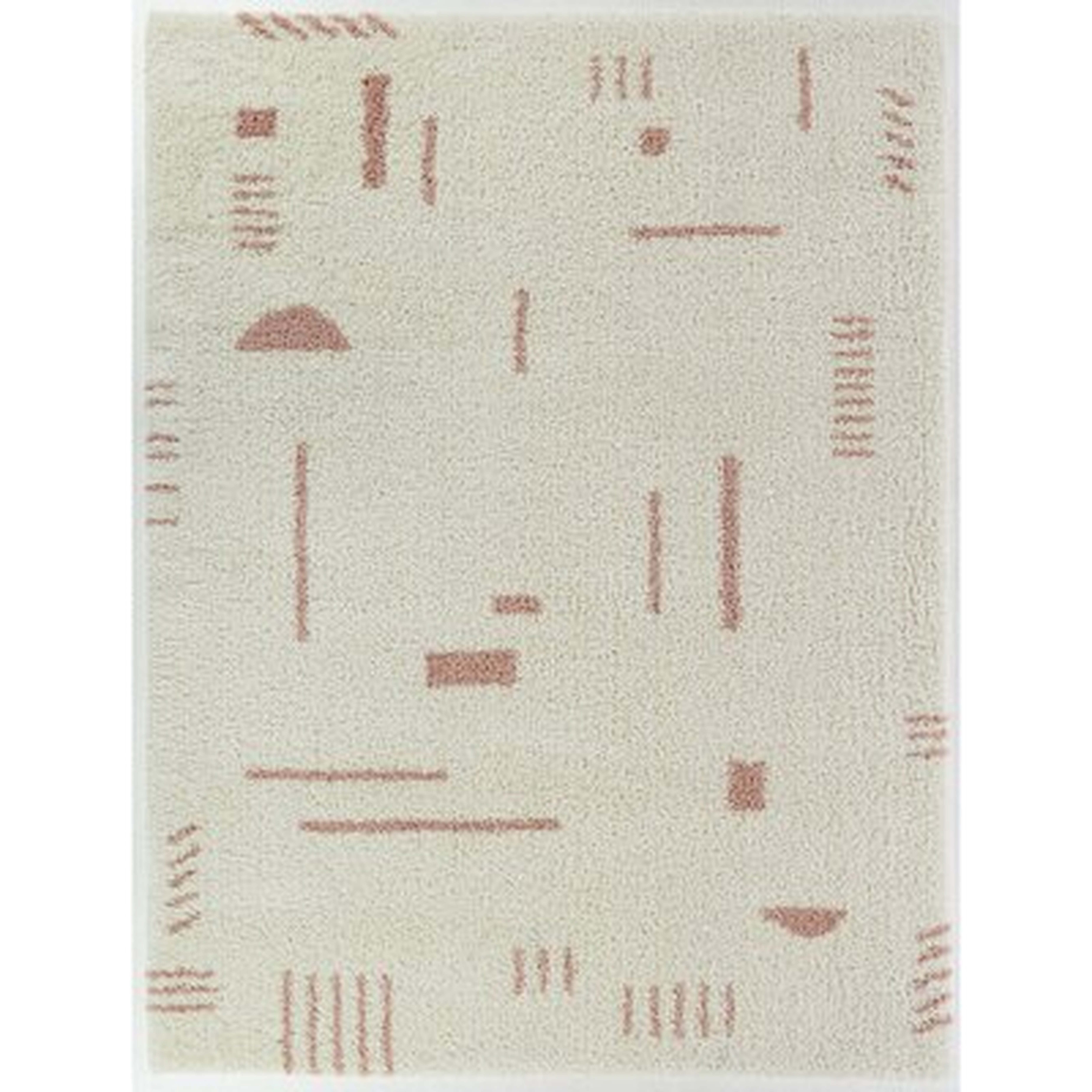 Deray Geometric White/Pink Area Rug - Wayfair