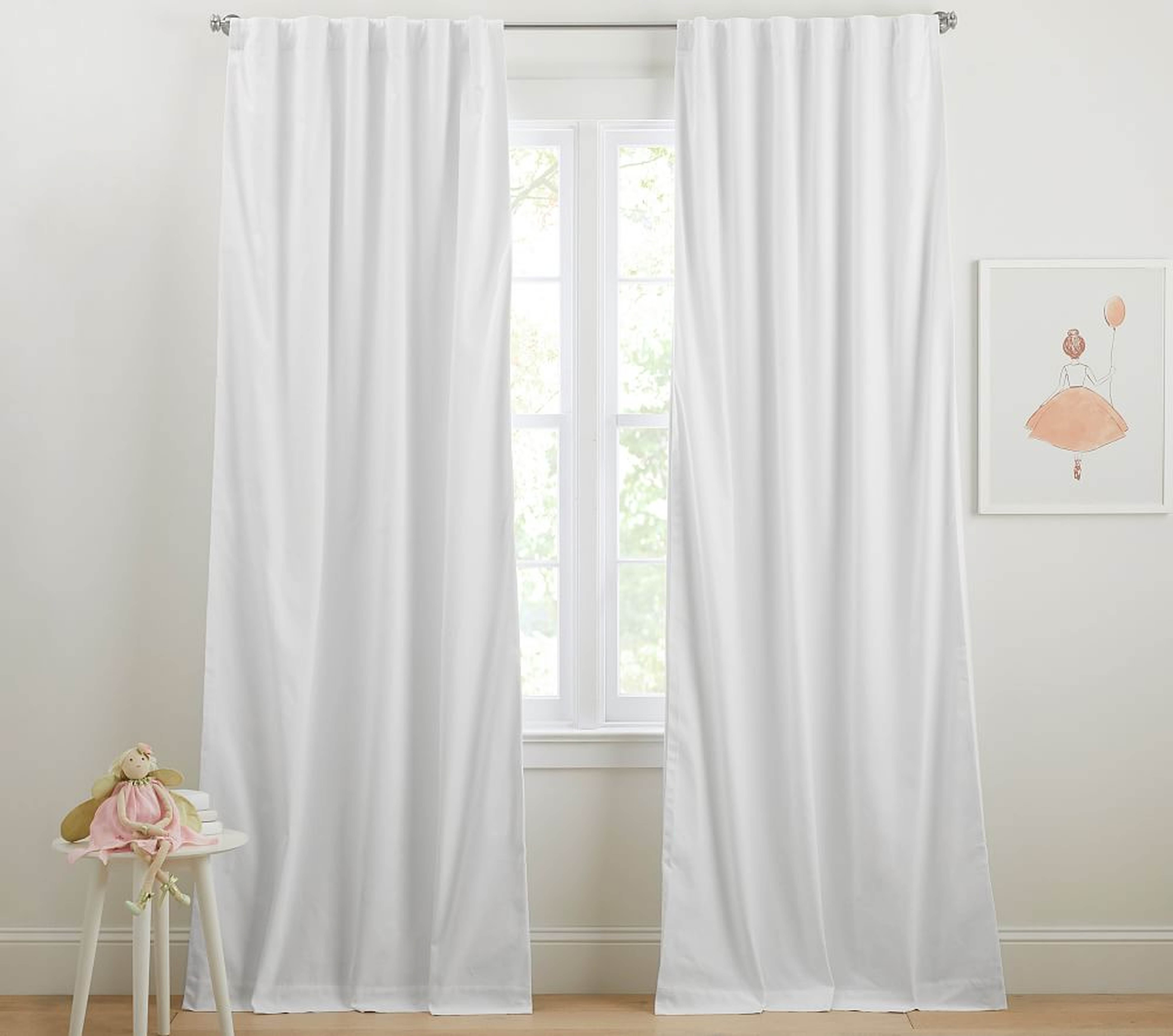 Soothing Sleep Noise Reducing Blackout Curtain, 84 Inches, White, Set of 2 - Pottery Barn Kids