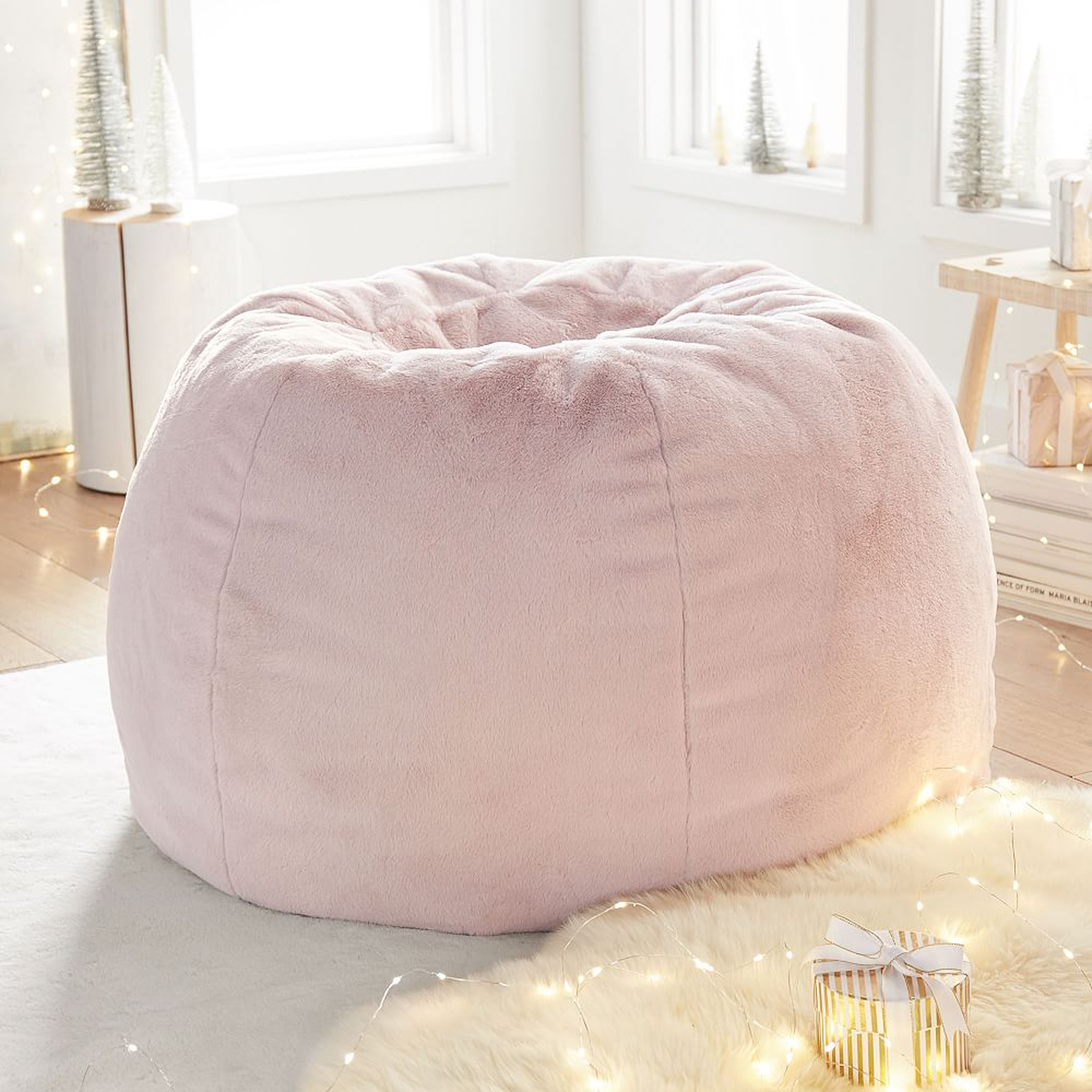 Faux Fur Bean Bag Chair Slipcover + Insert Set, Blush/Pink, Large - Pottery Barn Teen