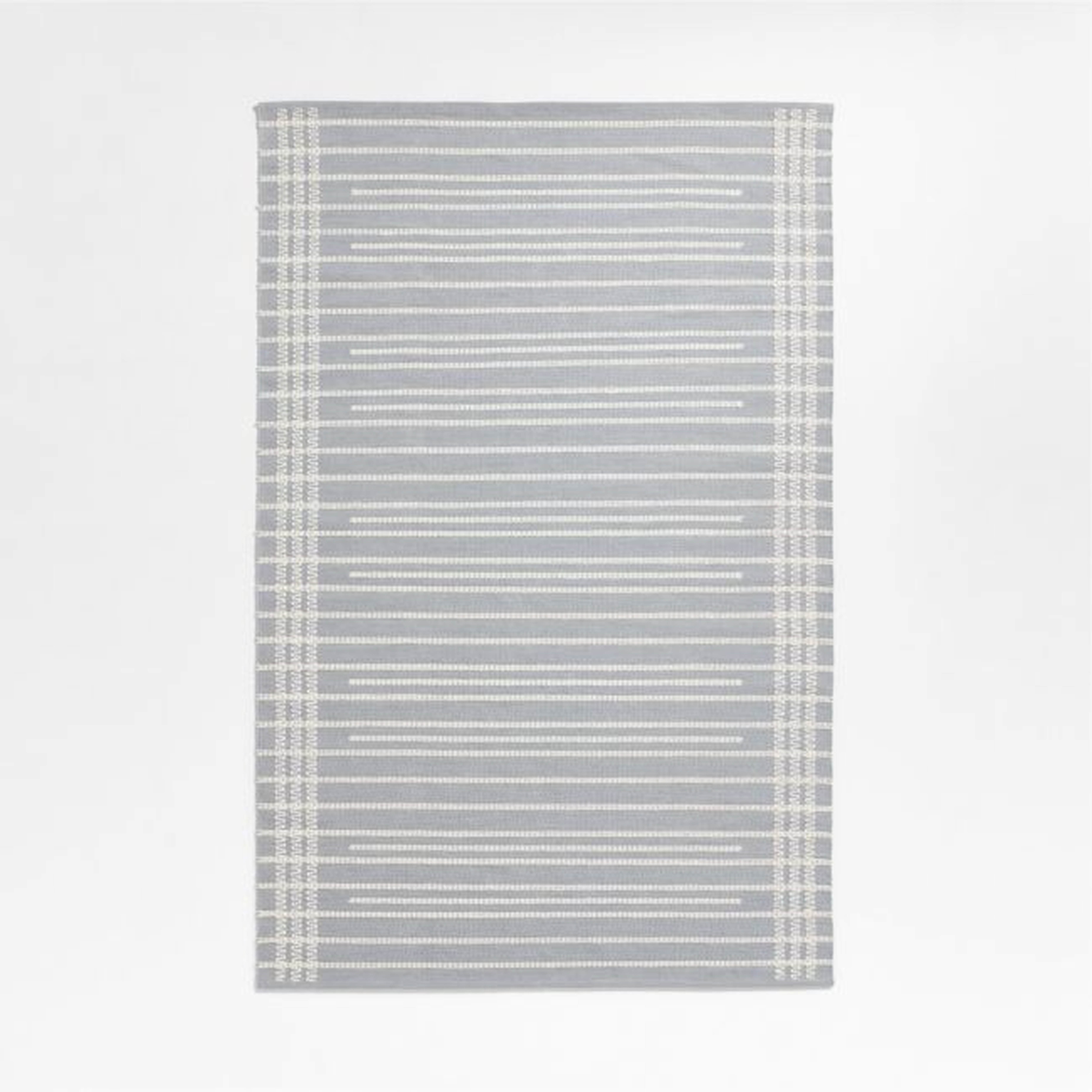 Alternating Lines Striped Cotton and Wool Light Grey Area Rug 5'x8' - Crate & Kids