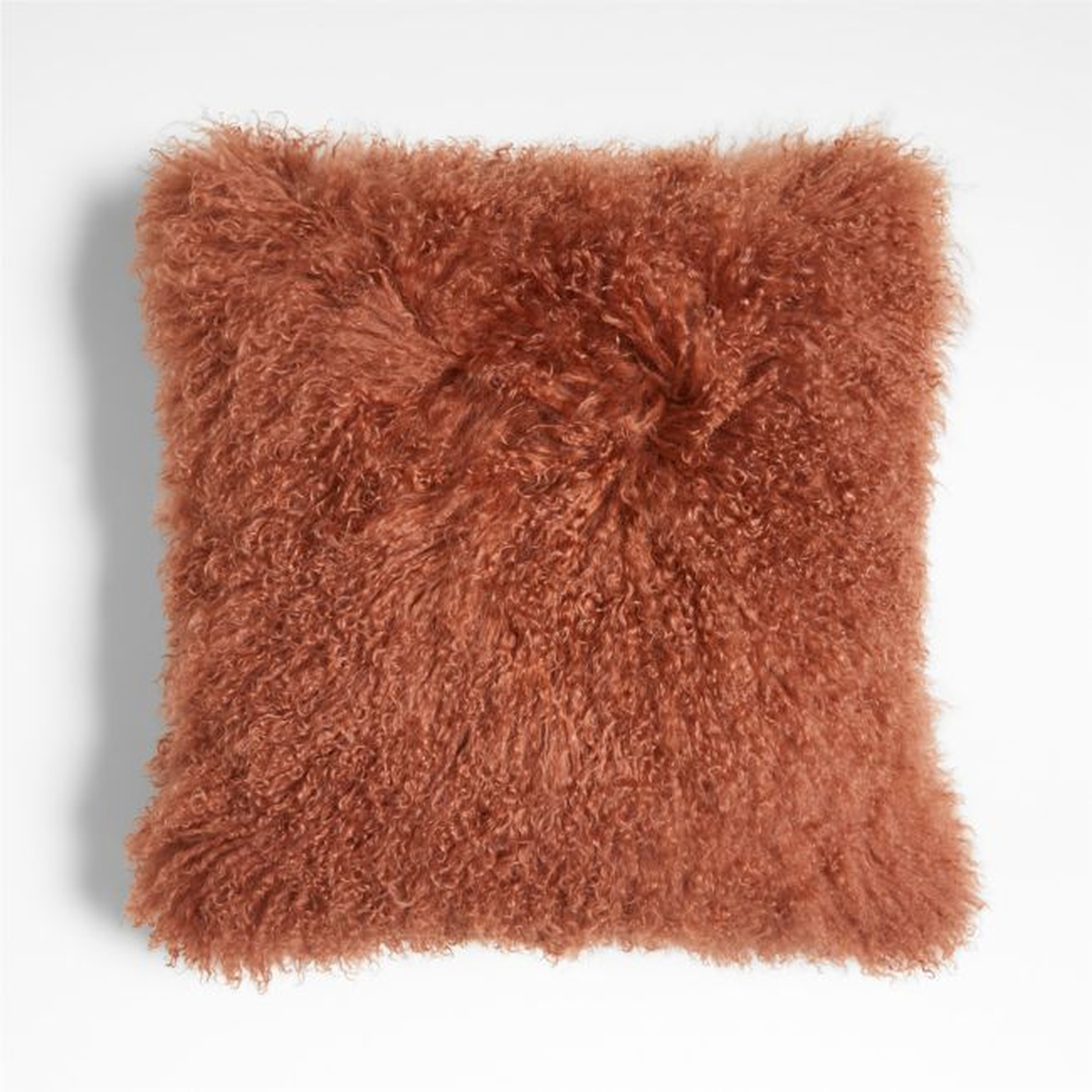 Spiced Orange Mongolian Sheepskin 20x20 Throw Pillow Cover - Crate and Barrel