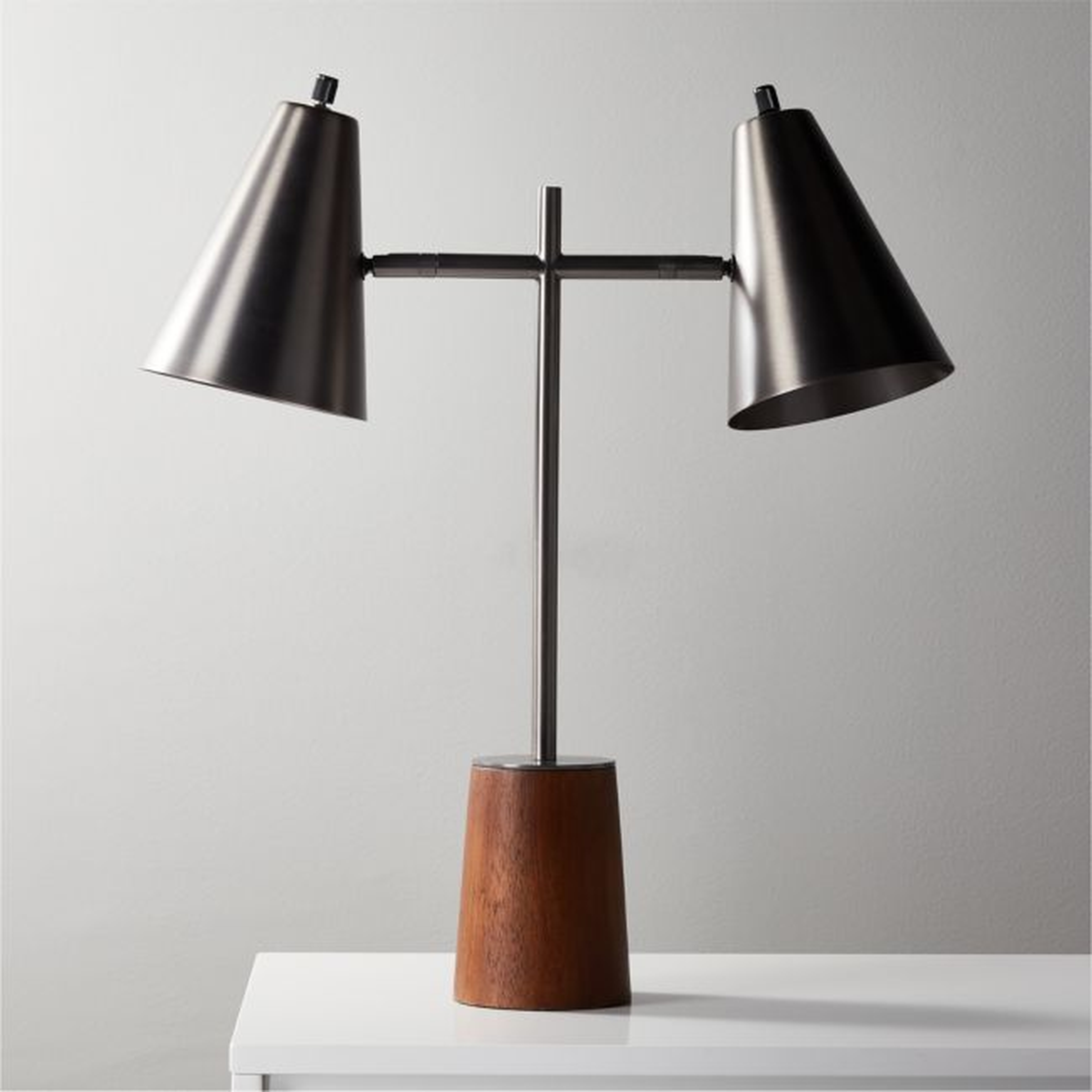Exposior Gunmetal and Walnut Table Lamp Model 2014 - CB2