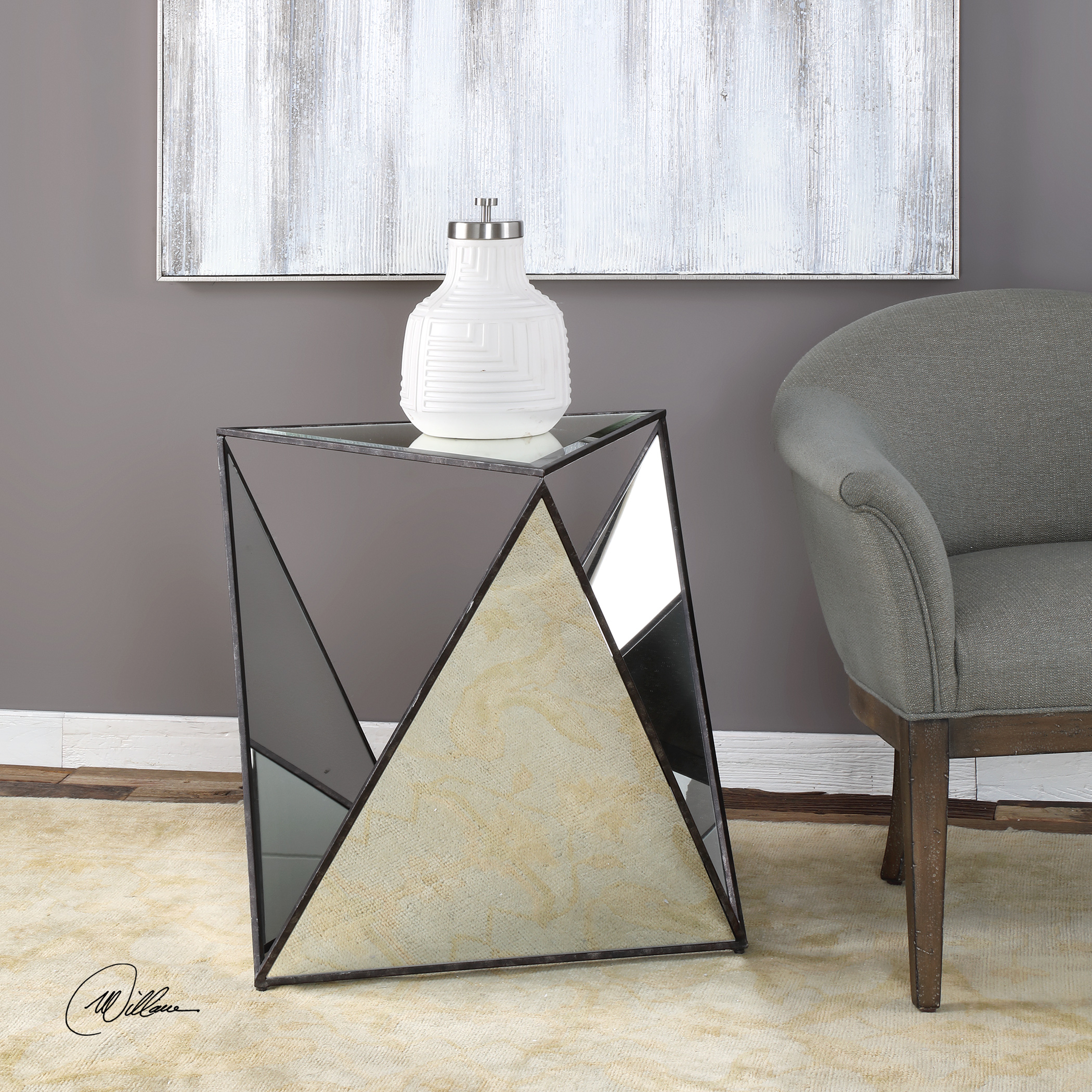 Hilaire Tripod Mirrored Accent Table - Hudsonhill Foundry