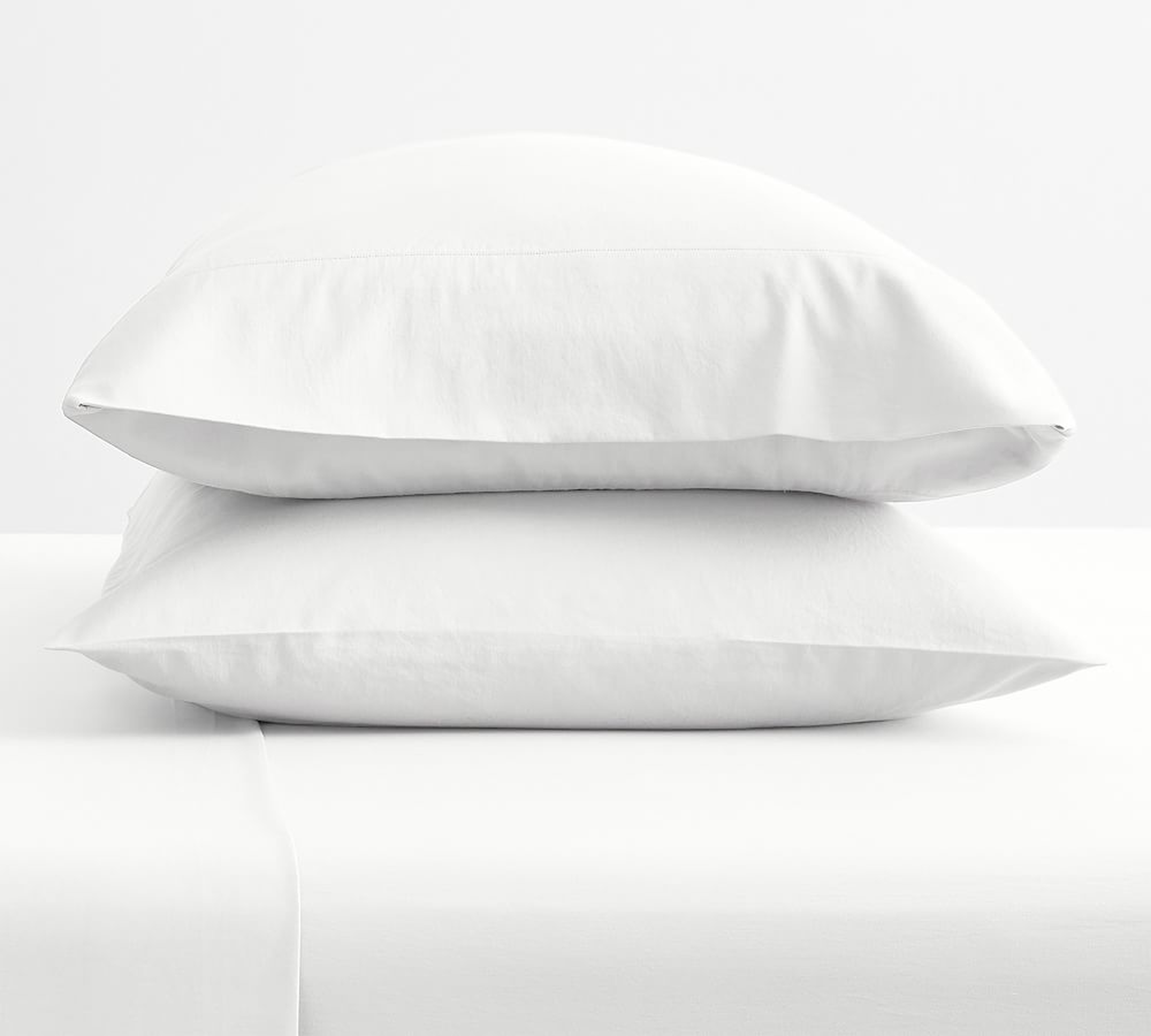 Dream Brushed Organic Cotton Pillowcases, King, White, Set of 2 - Pottery Barn