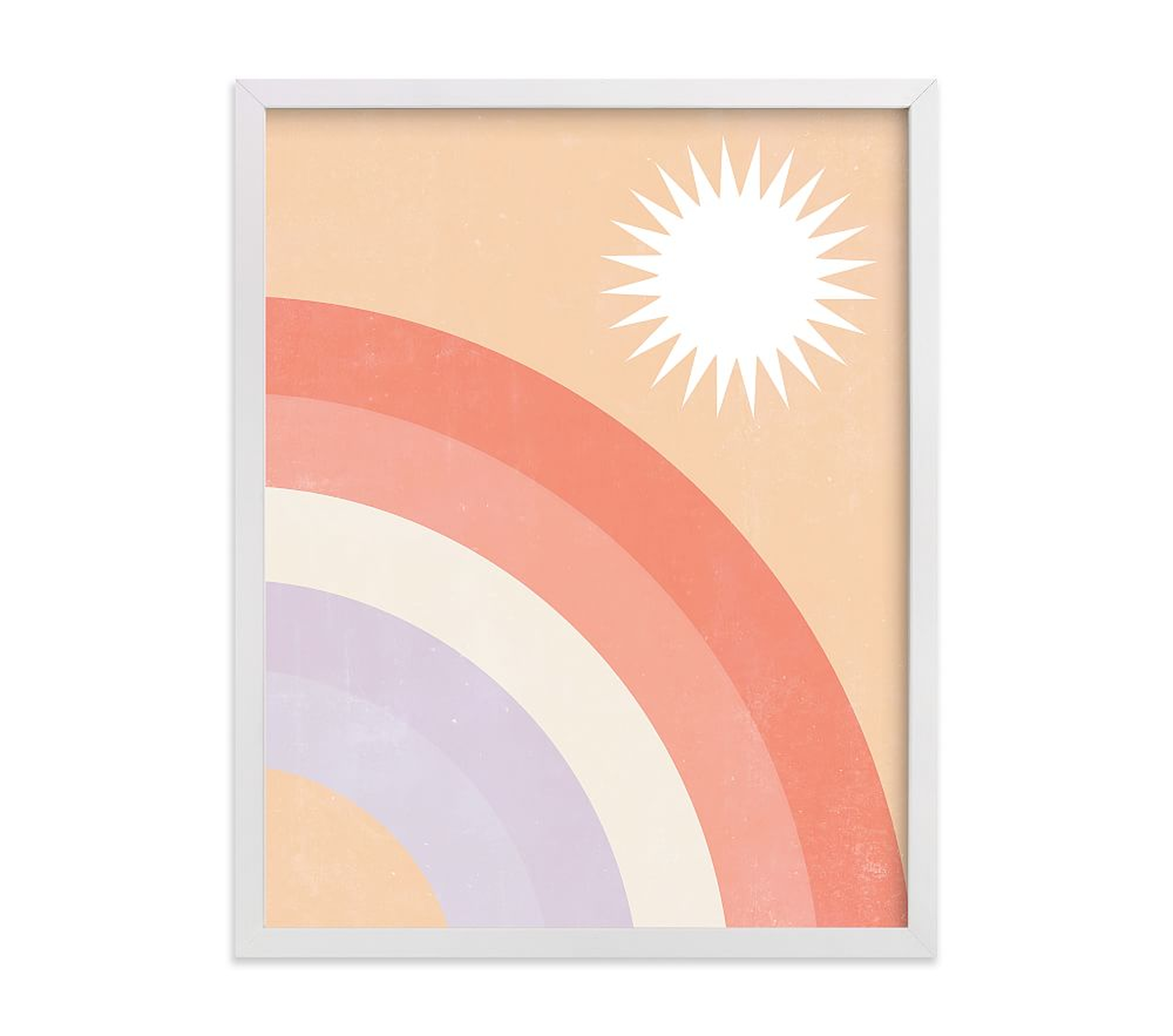 Minted(R) Double Pastel Rainbow with Sun Wall Art by Emmanuela Carratoni 11x14, White - Pottery Barn Kids