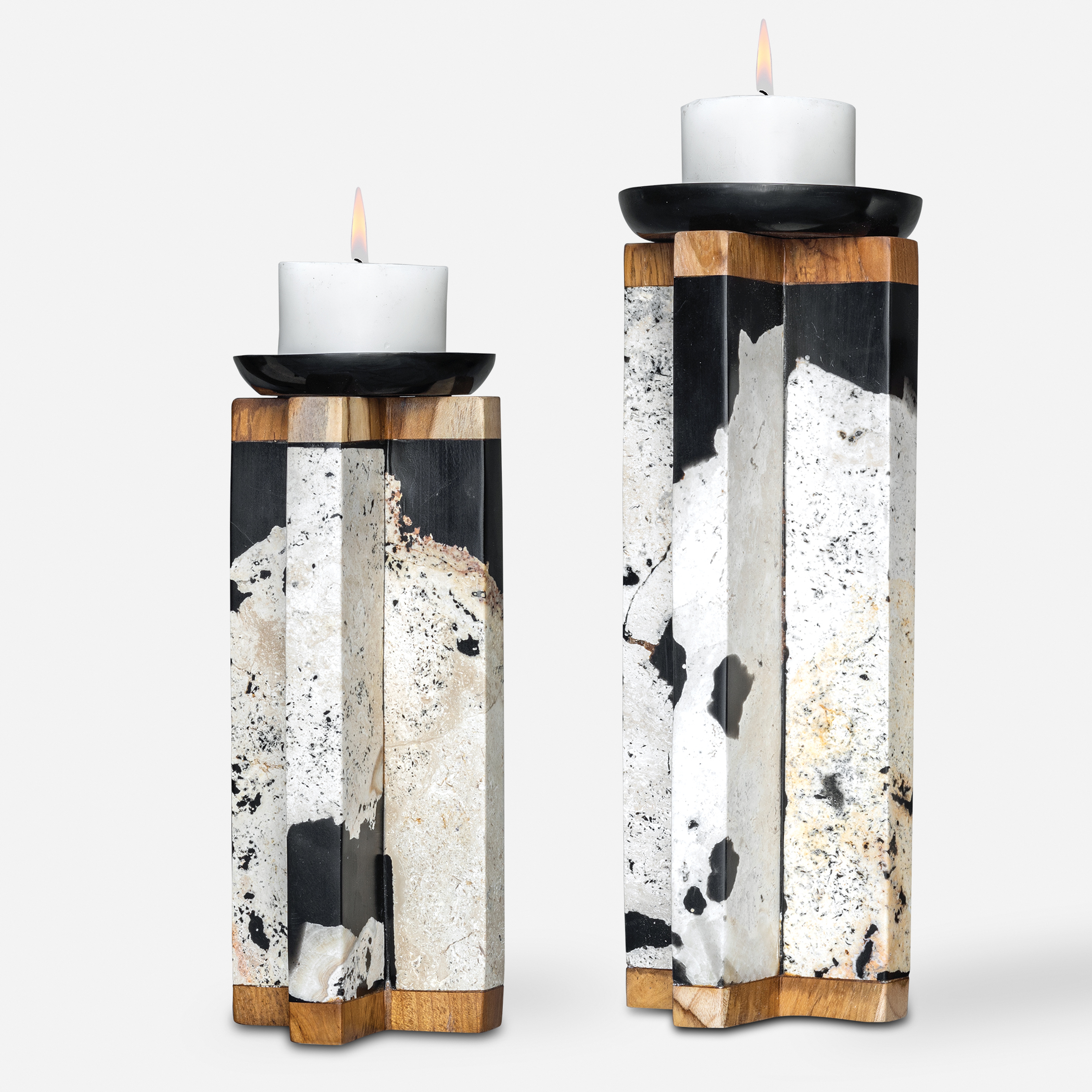 Illini Stone Candleholders, S/2 - Uttermost