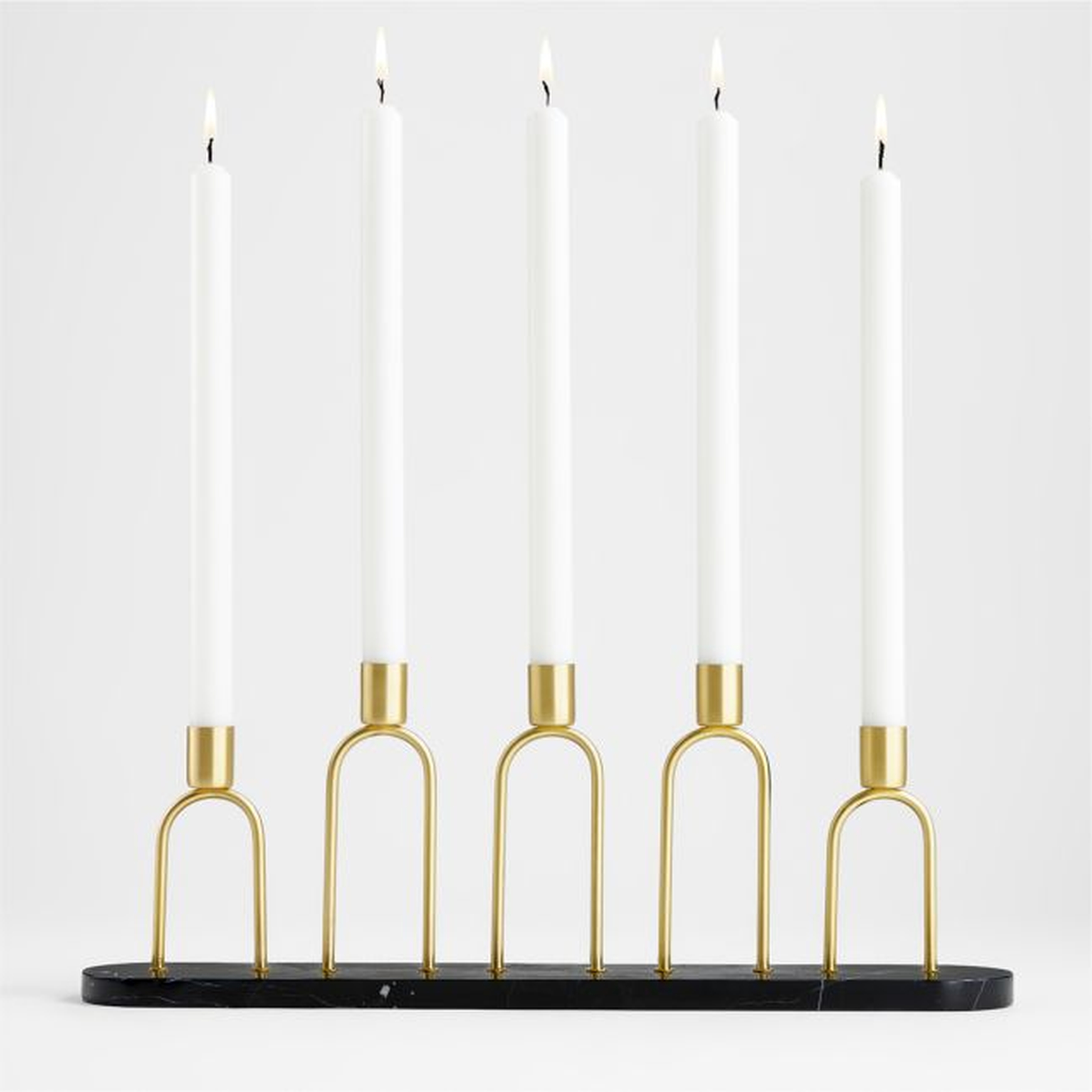 Cassia Marble and Brass Taper Candle Centerpiece - Crate and Barrel