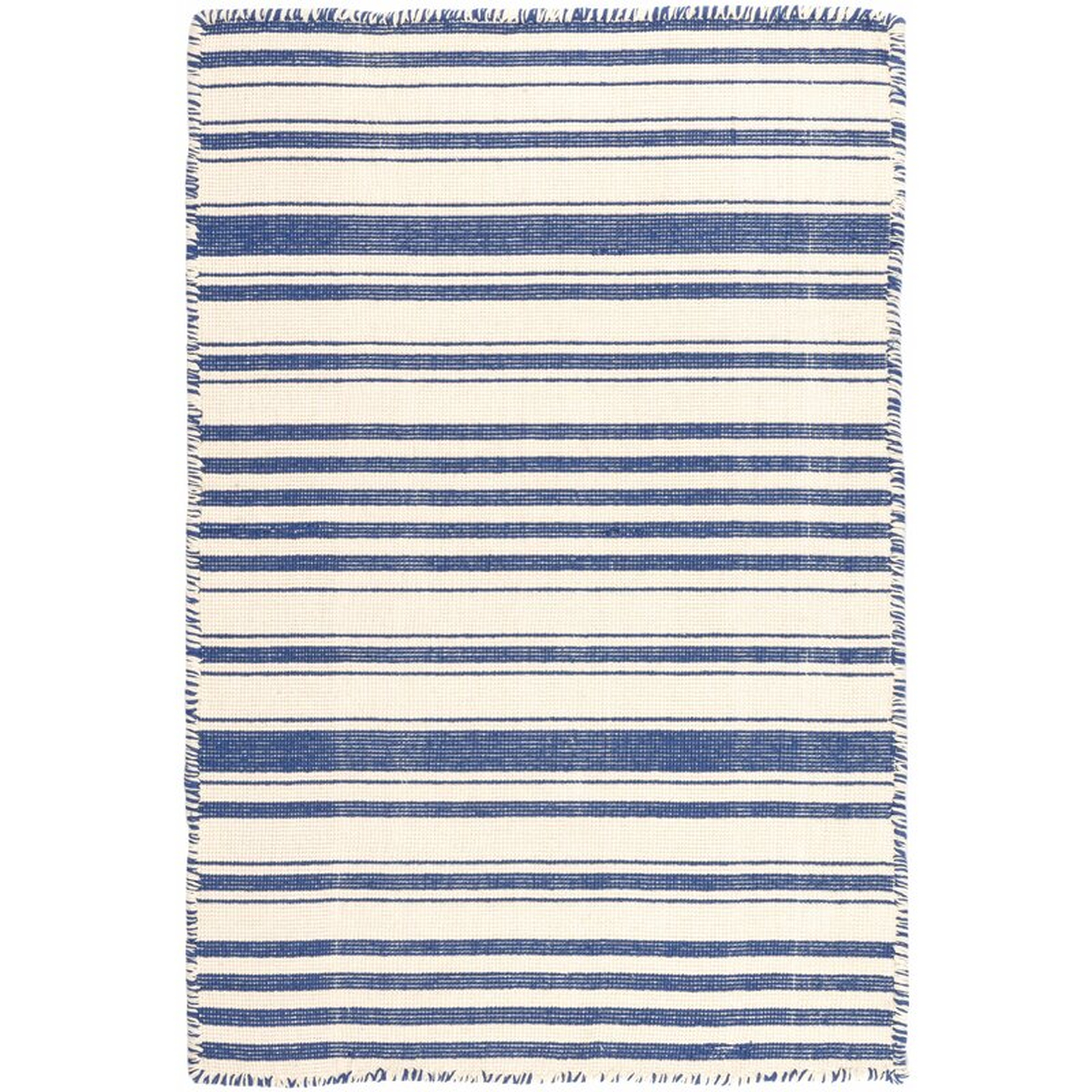 Dash and Albert Rugs Mark D. Sikes Striped Hand-Woven Flatweave Cotton Cobalt/Beige Area Rug - Perigold