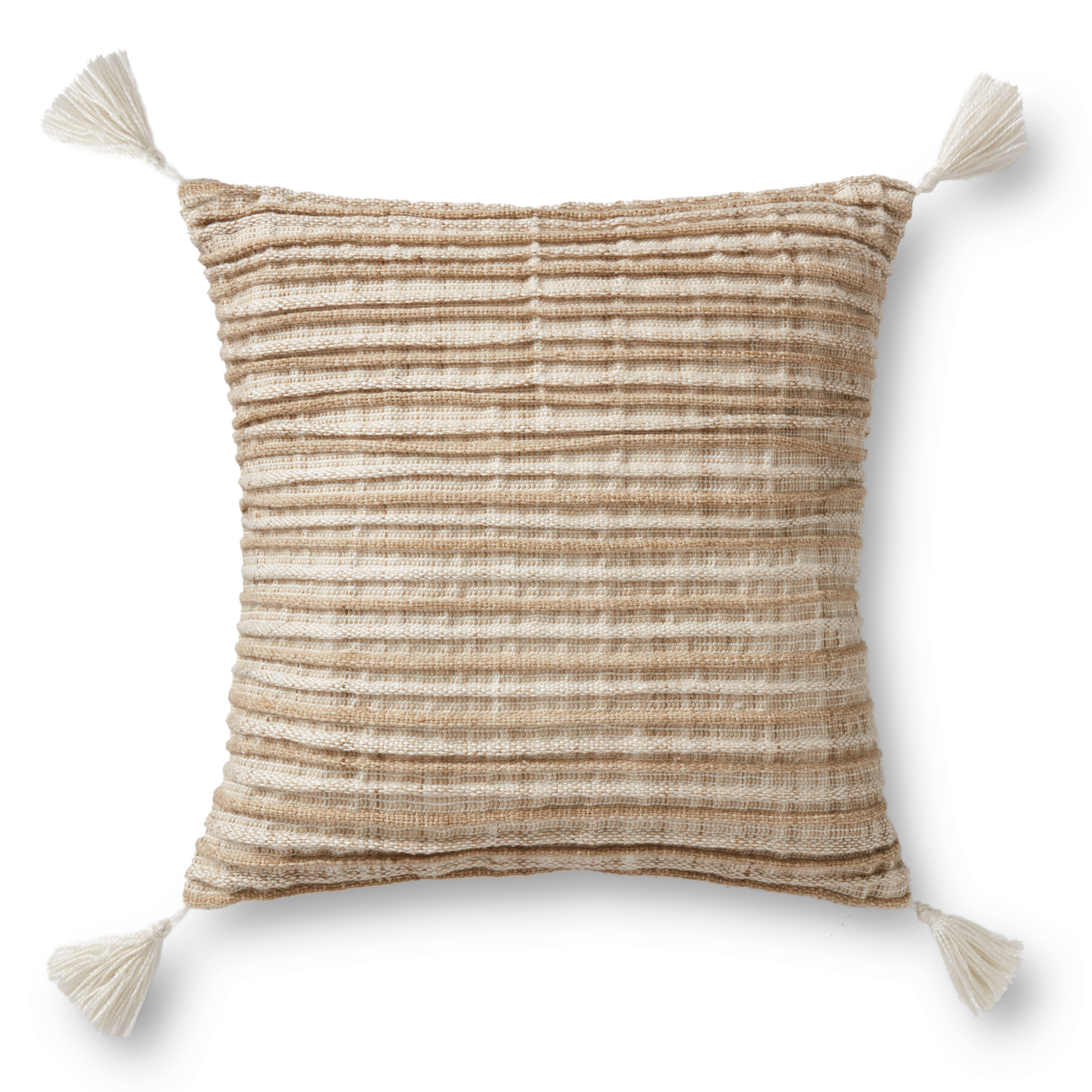 PILLOWS P1166 TAUPE 22" x 22" Cover w/Down - Loloi Rugs