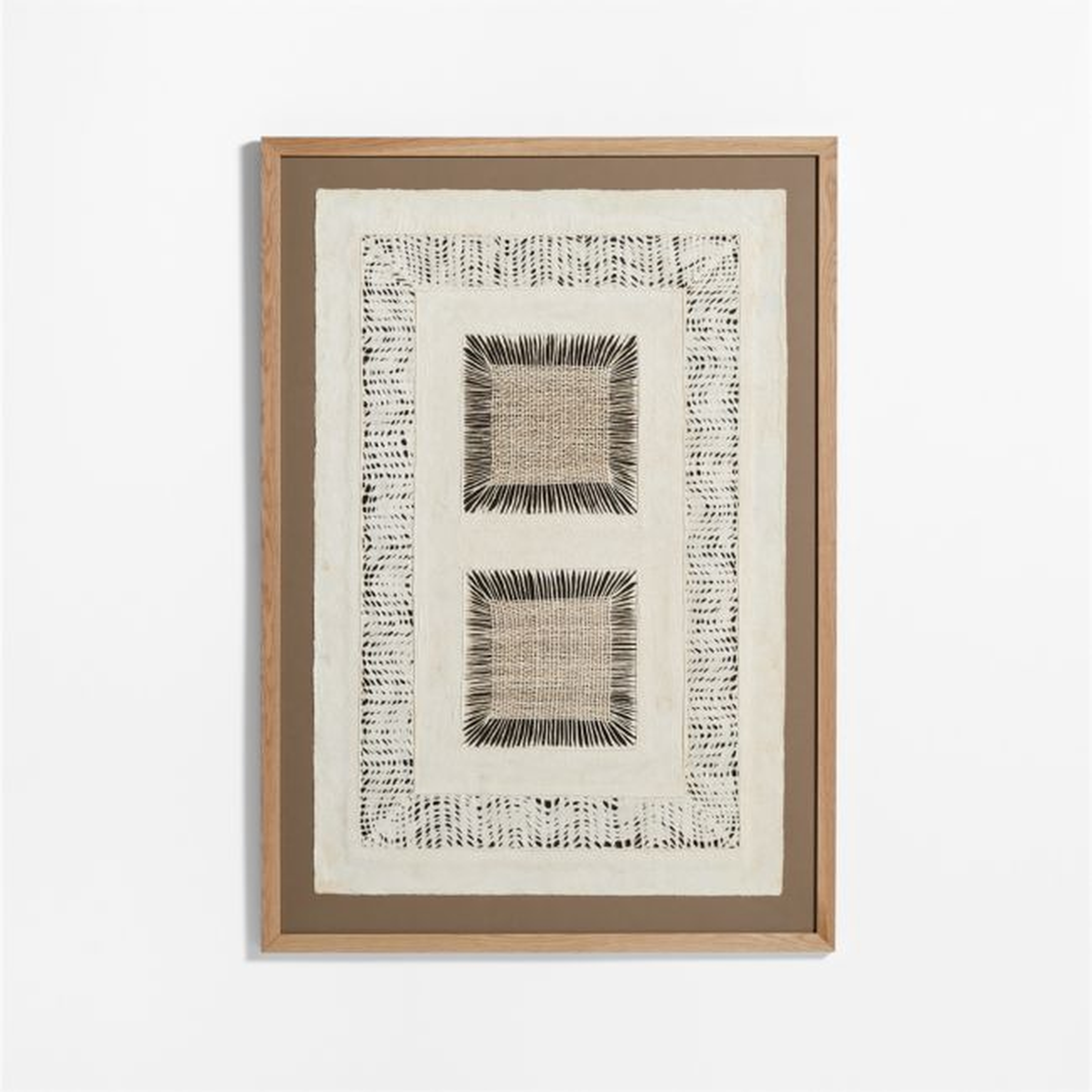 "Papel con Cuadrados" in White Oak Frame Paper Wall Art 54.75"x39" by Julio Laja Chichicaxtle - Crate and Barrel