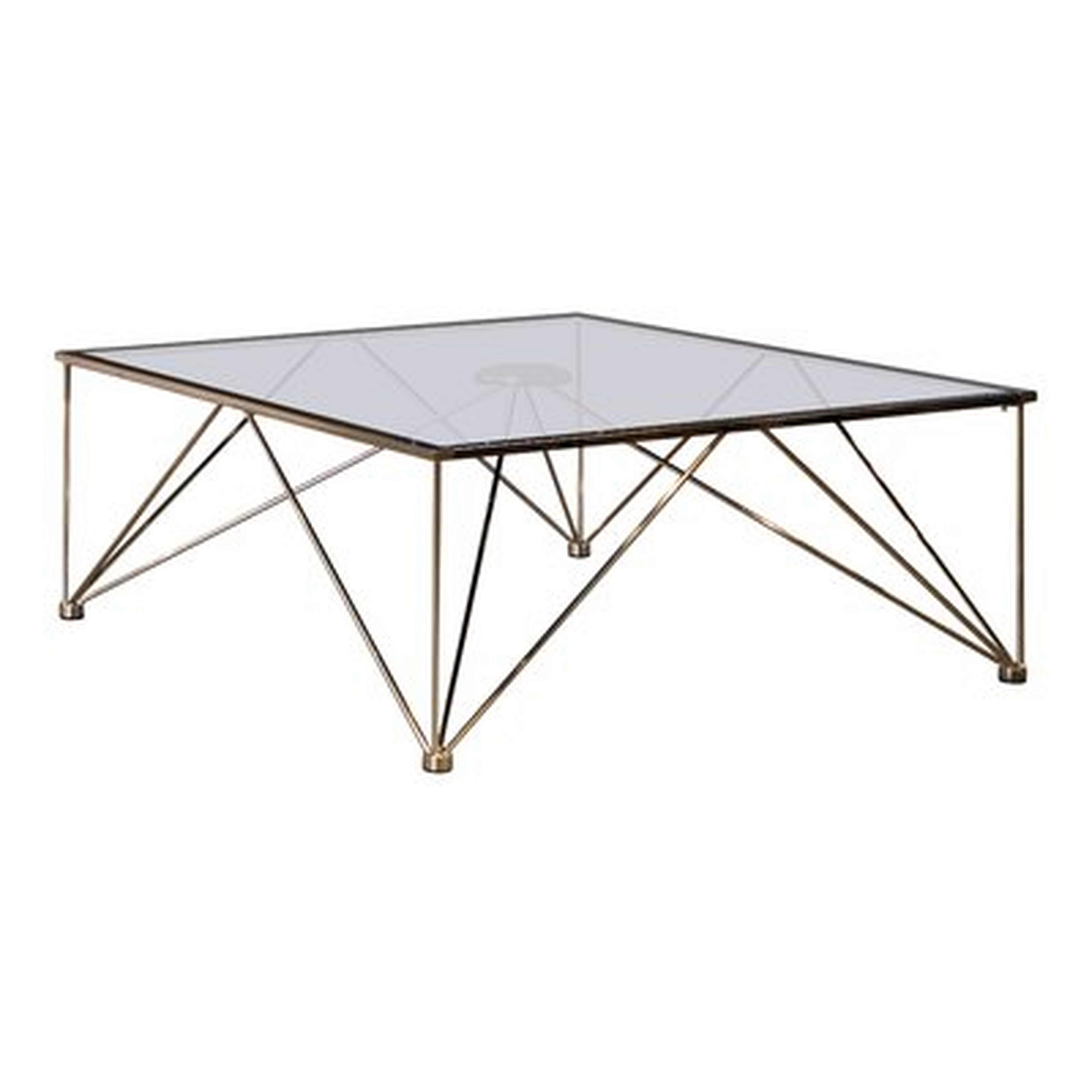 Fain Square Coffee Table With Glass Top Chrome And Grey - Wayfair