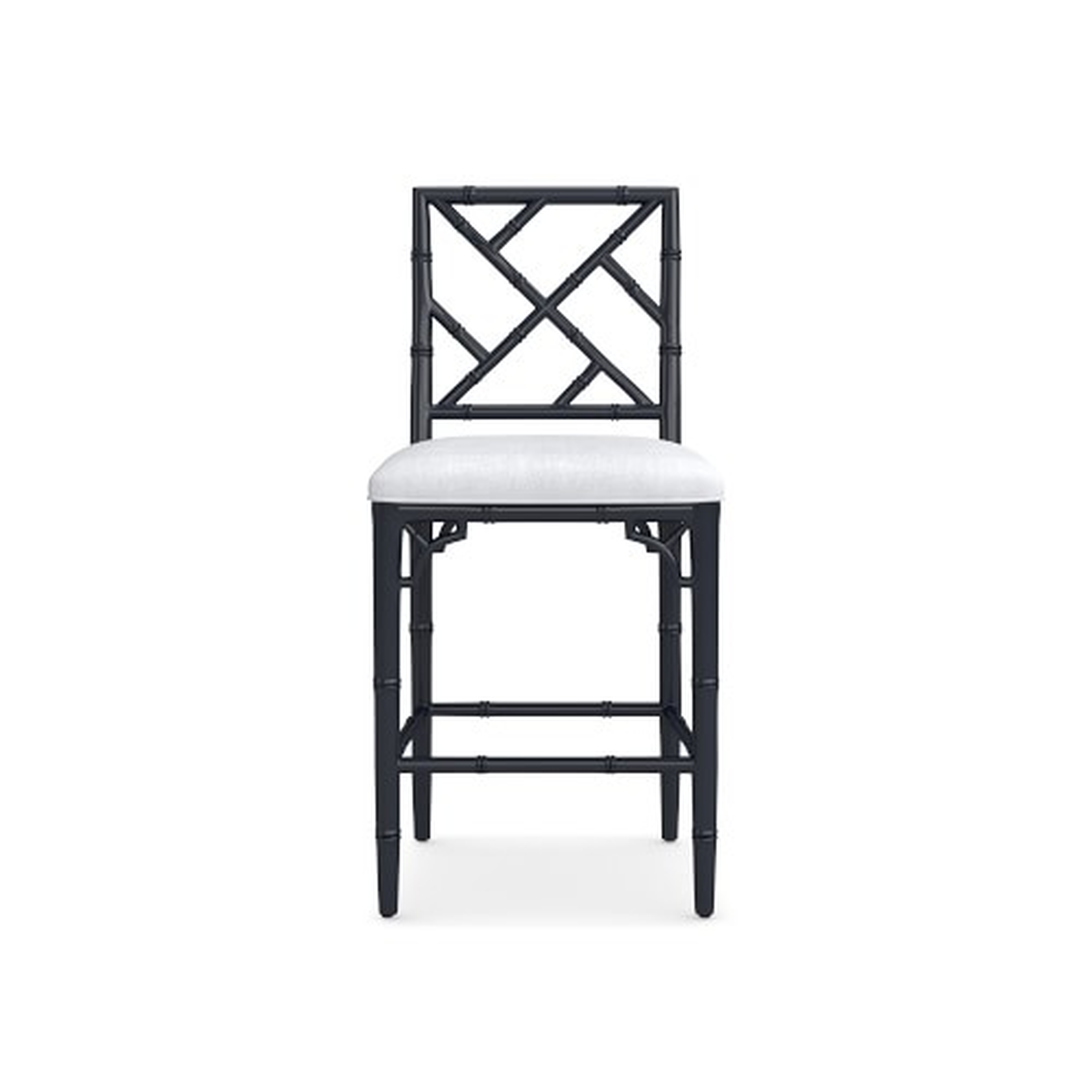 Chippendale Bistro Dining Counter Stool, Navy, Chunky Linen, White - Williams Sonoma