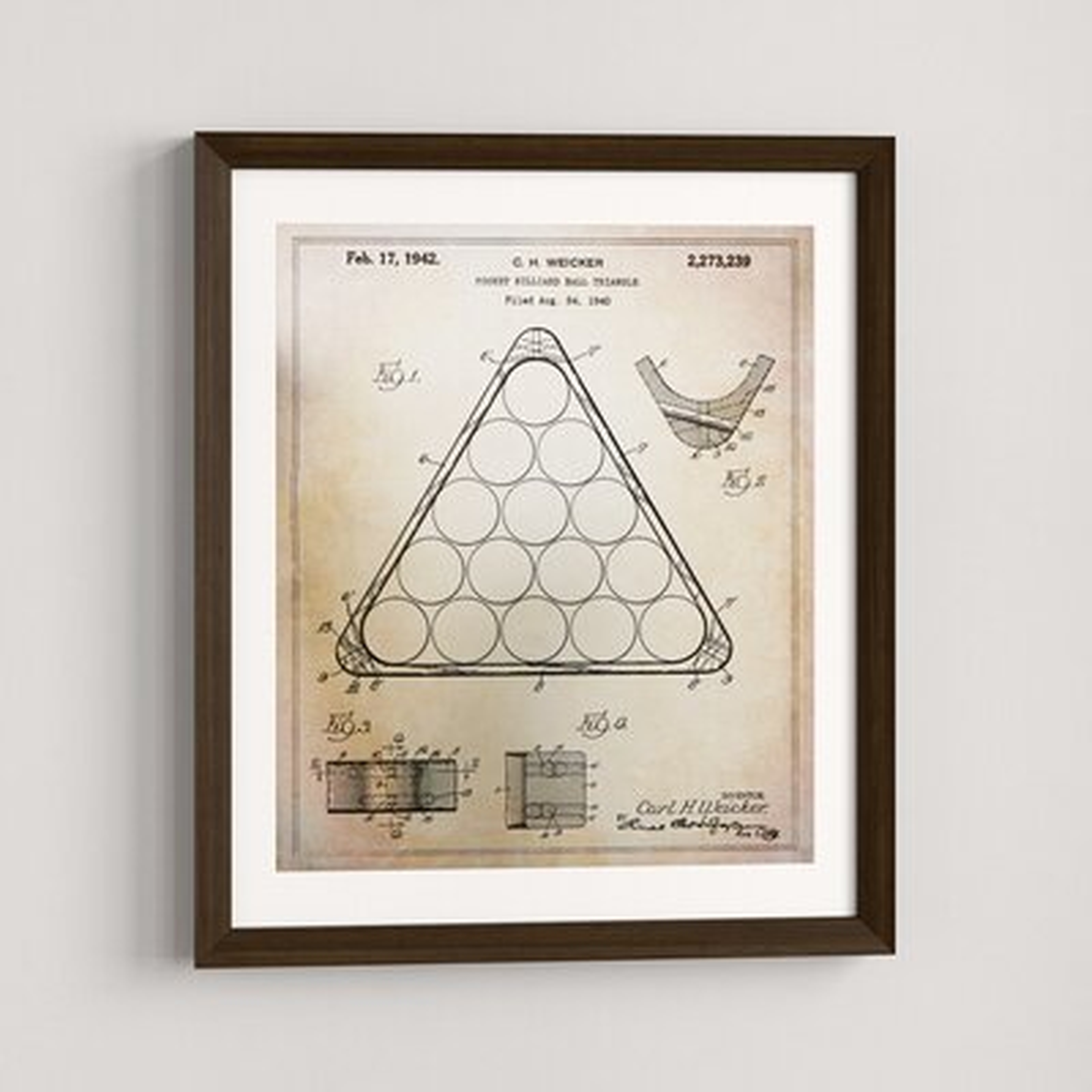 'Pocket Billiard Ball Triangle 1942' - Picture Frame Graphic Art Print on Paper - Wayfair