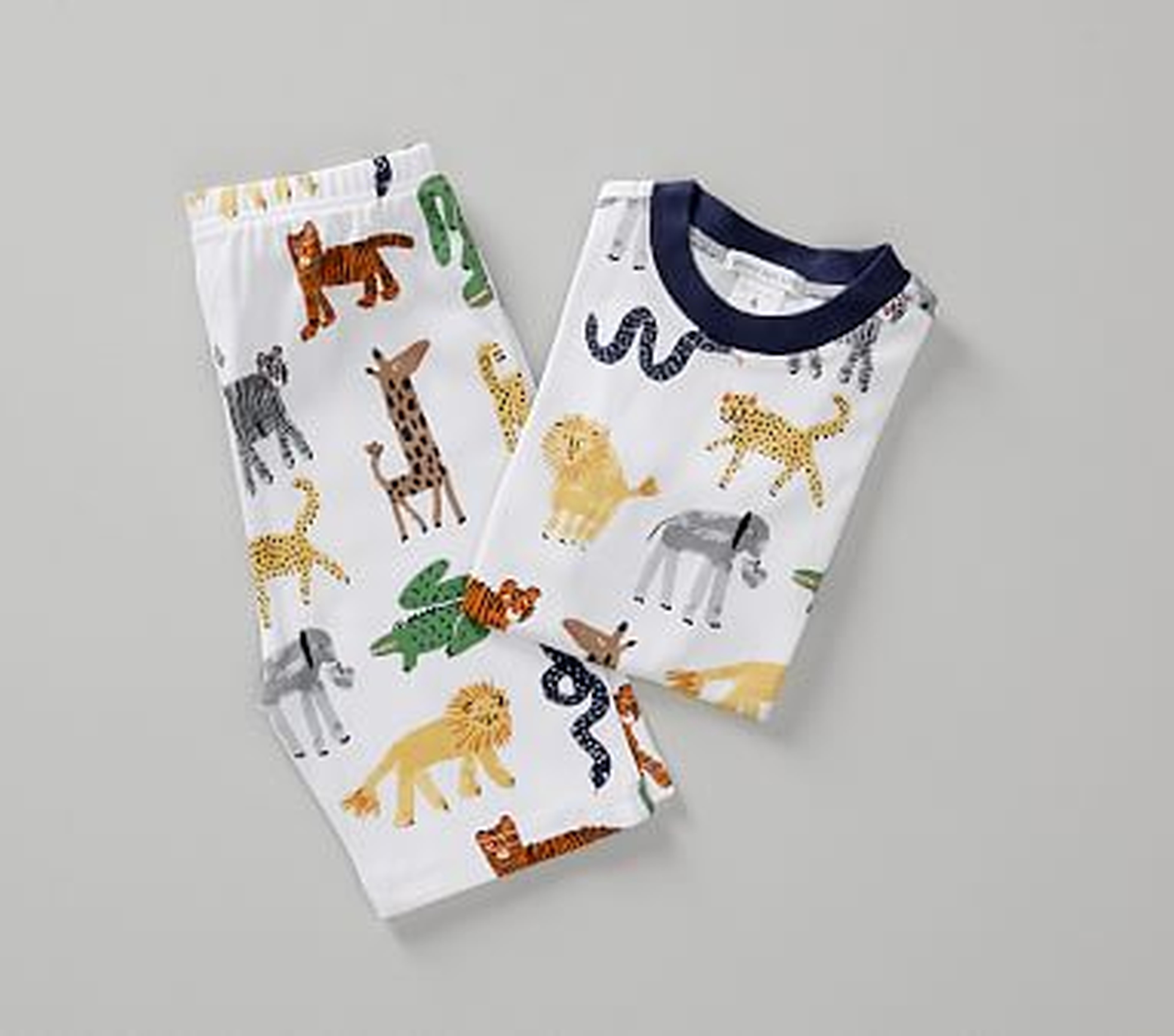Silly Safari Short Sleeve Pajama, 2T, Multi - Pottery Barn Kids