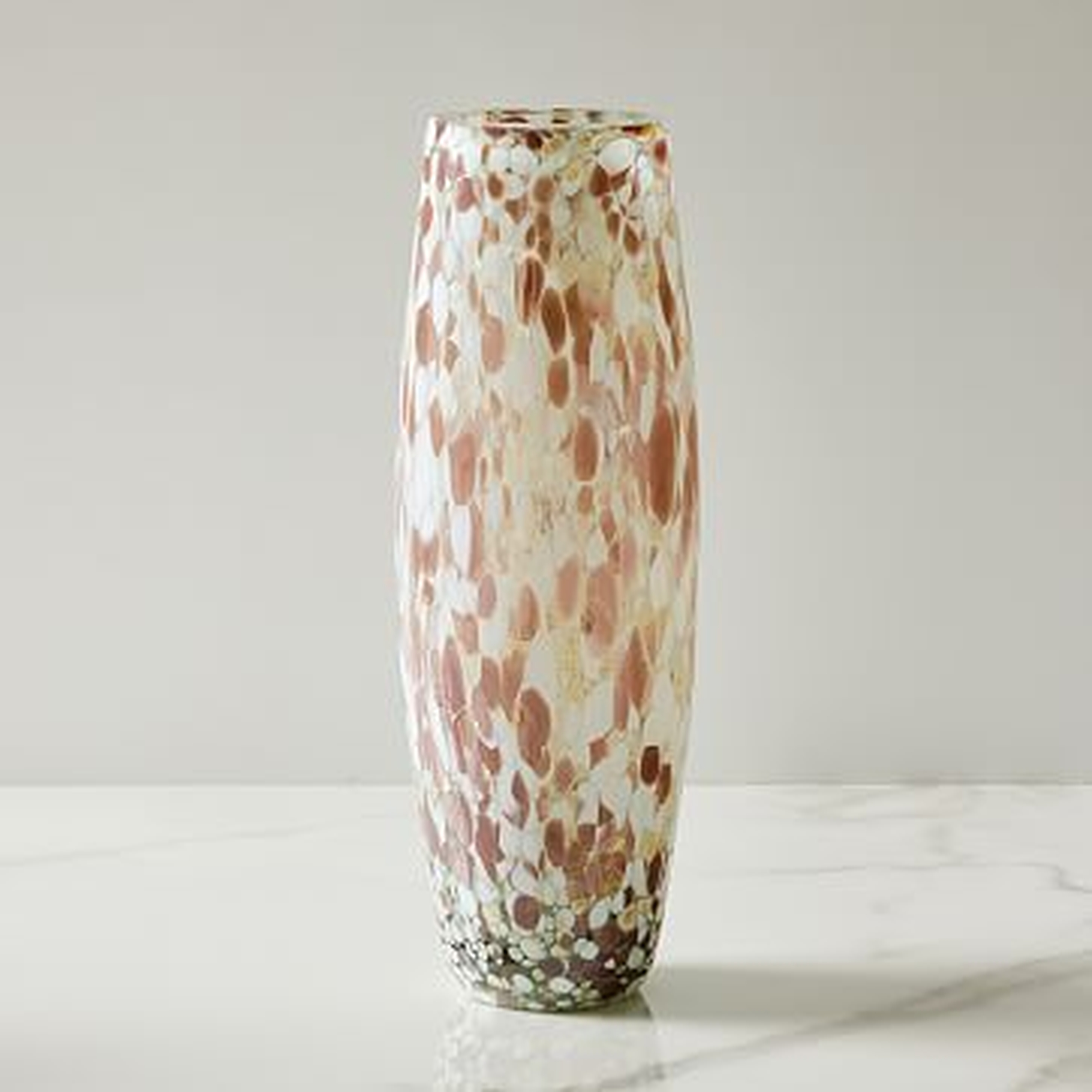 Speckled Mexican Glass Vase, Mauve/White - West Elm