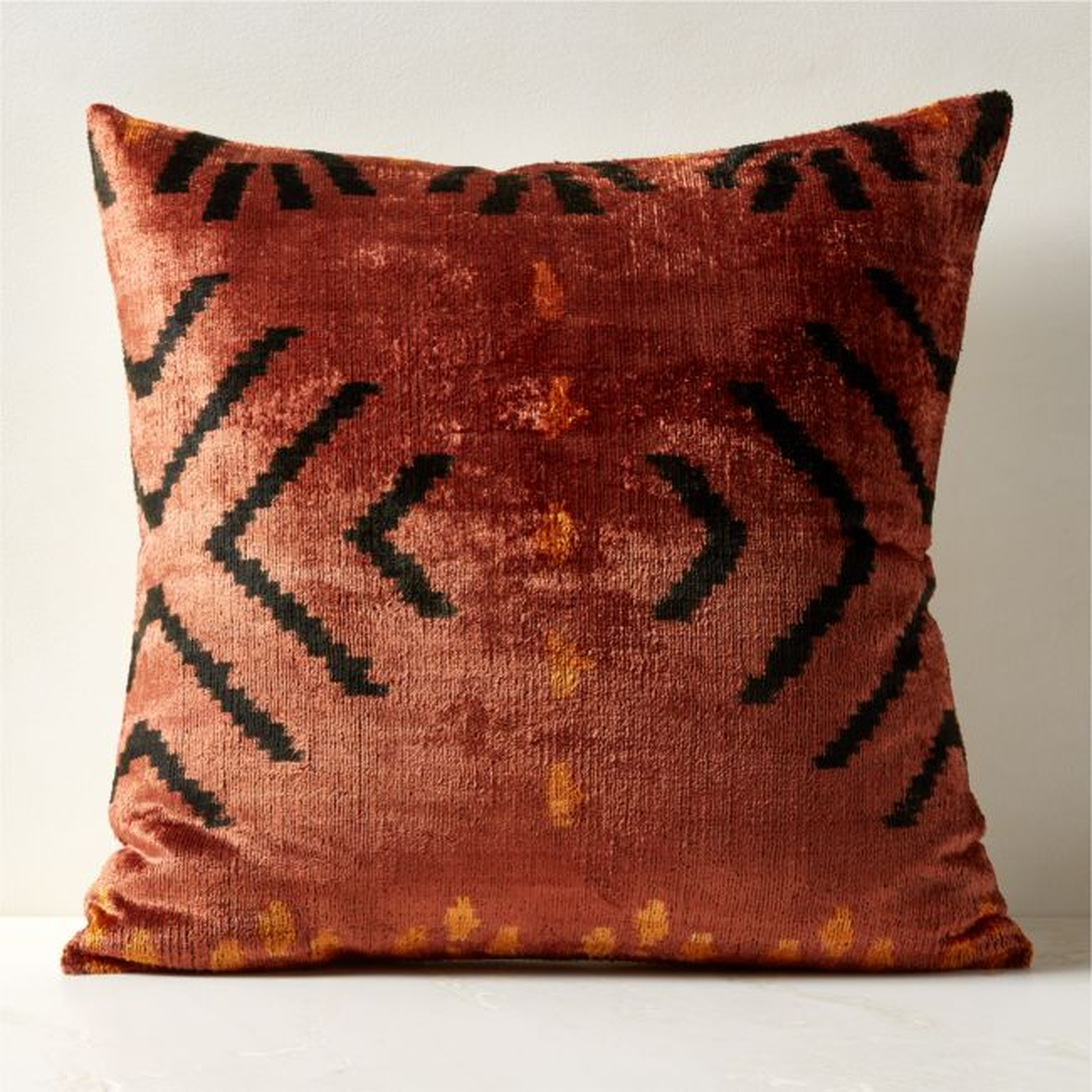 Oxido Turkish Silk Throw Pillow with Feather-Down Insert 23"x23" - CB2