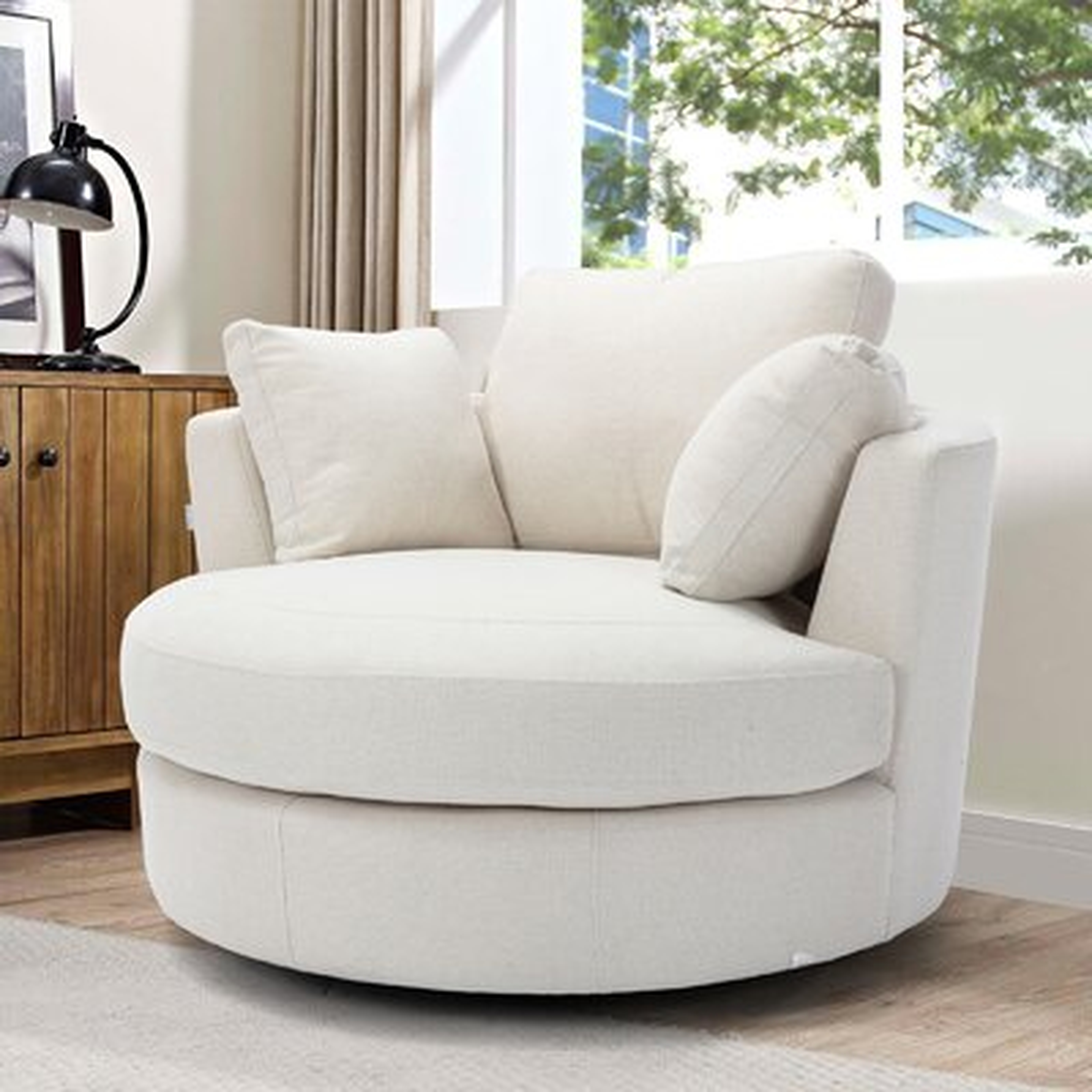 42.52"W Linen Elegant Round Swivel Barrel Chair - Wayfair