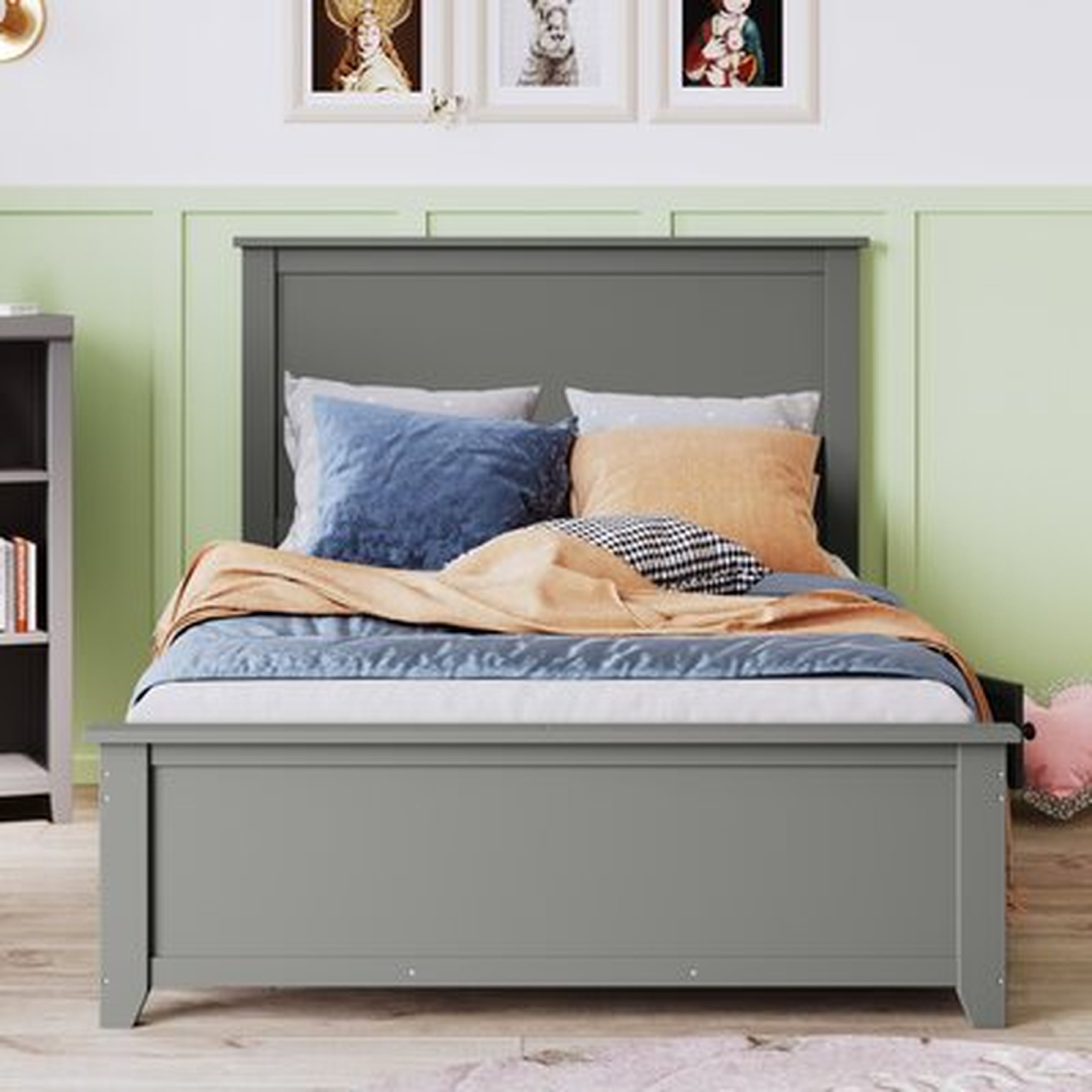 Twin Bed Frame With Storage Kids Teens Solid Wood Platform Bed ,No Spring Box Needed,Gray - Wayfair