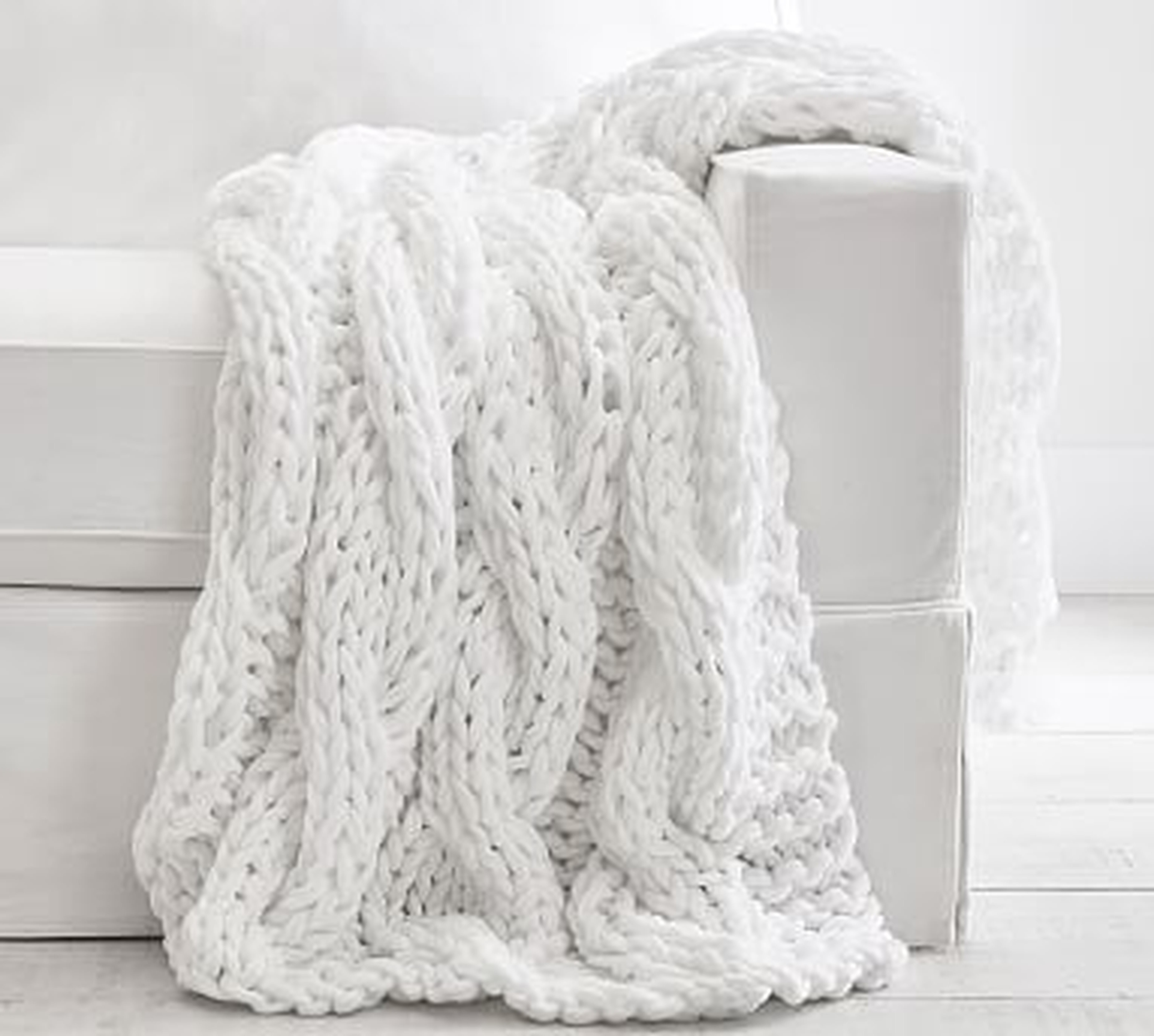 Colossal Handknit Throw, 44 x 56", White - Pottery Barn