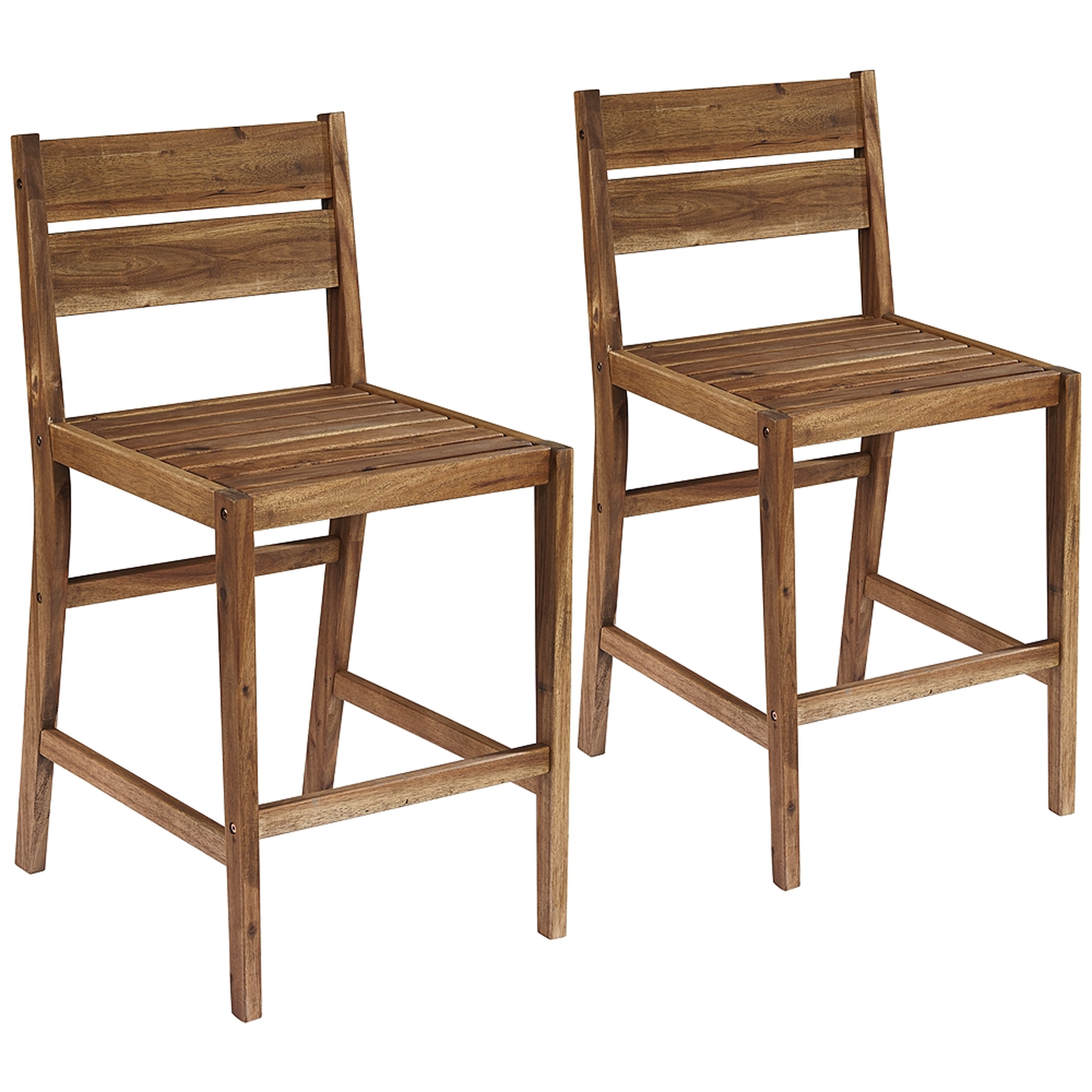 Nova 24" Natural Wood Outdoor Counter Stools Set of 2 - Style # 78X16 - Lamps Plus