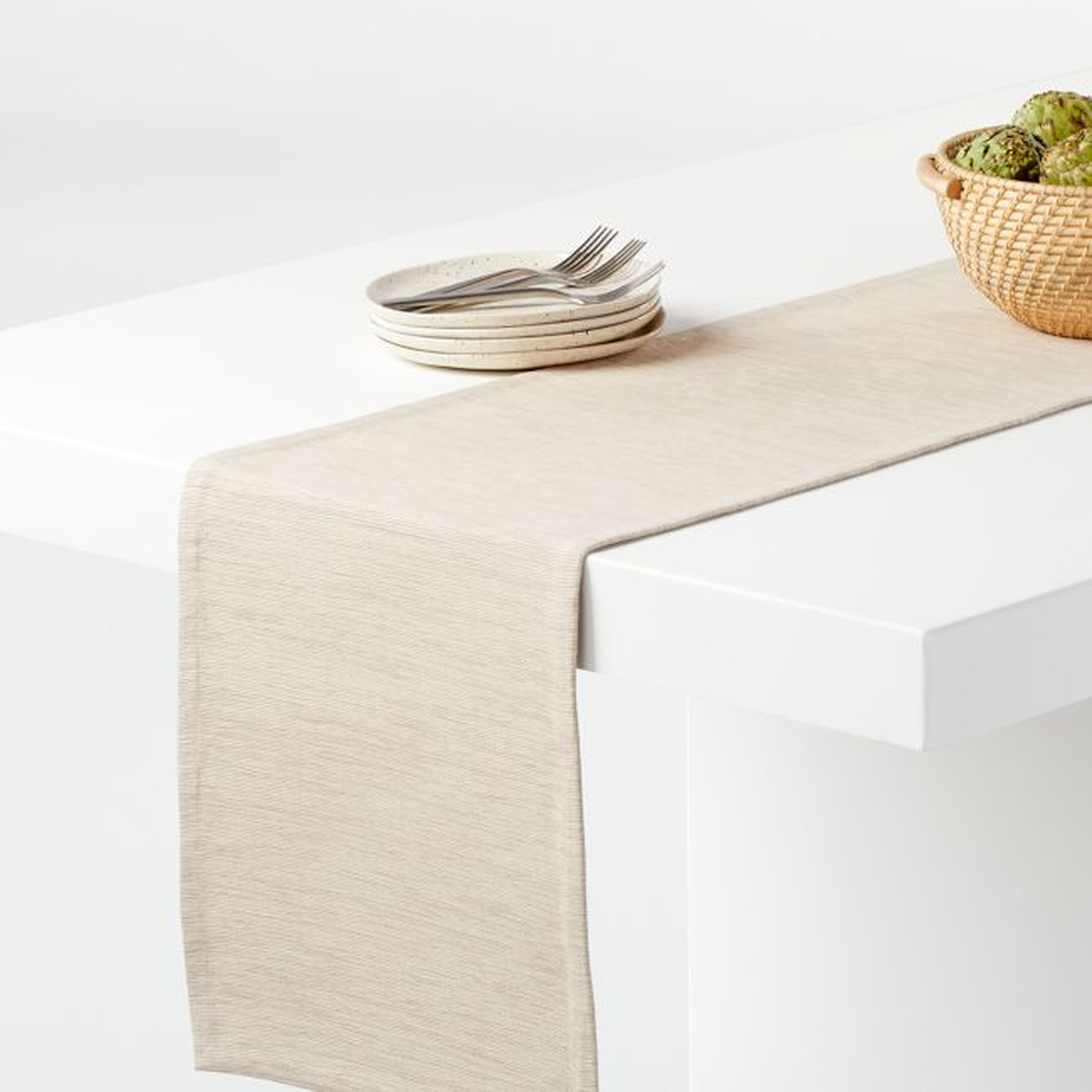 Aspen Warm Natural Cotton Table Runner 90" - Crate and Barrel
