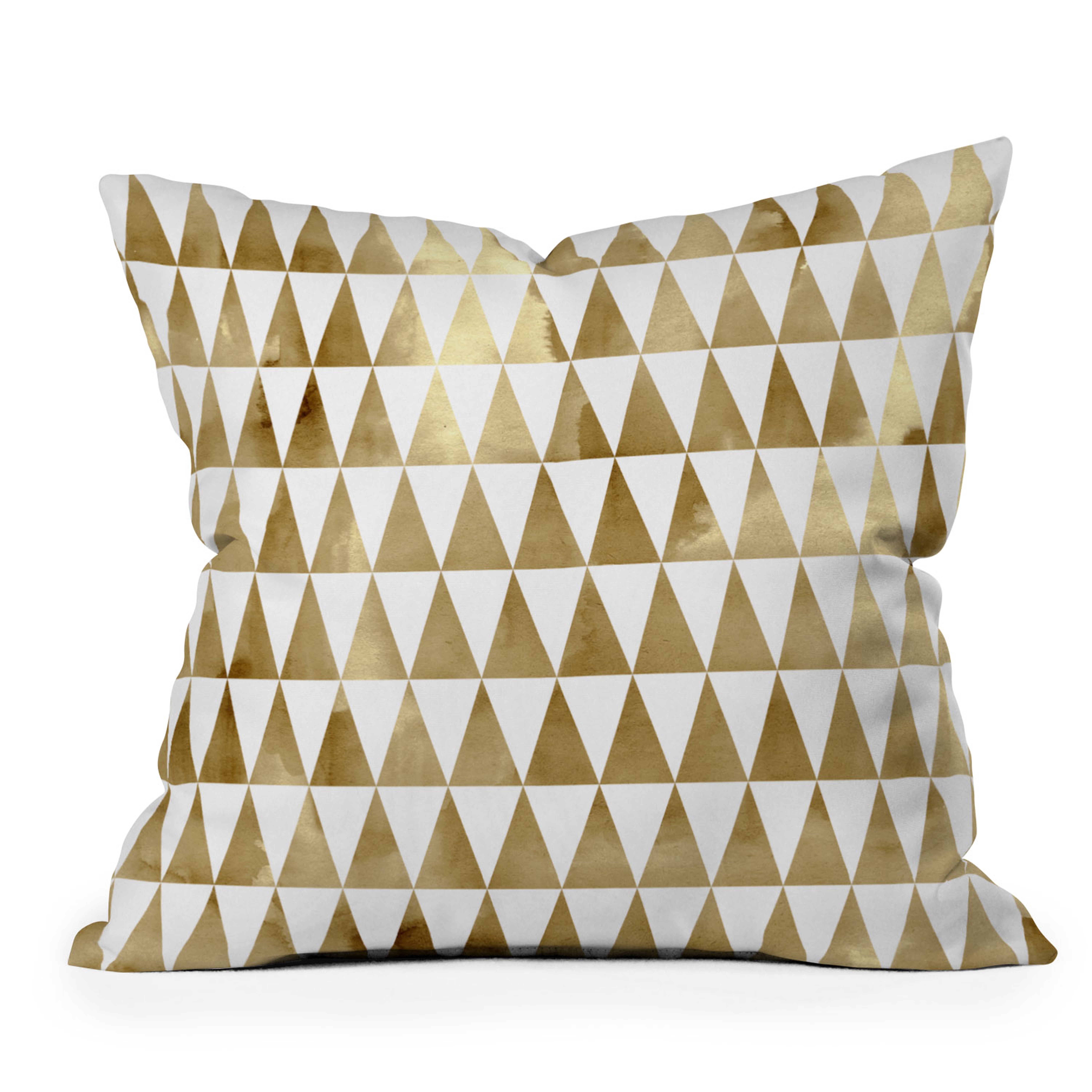 Triangle Pattern Gold by Georgiana Paraschiv - Outdoor Throw Pillow 18" x 18" - Wander Print Co.