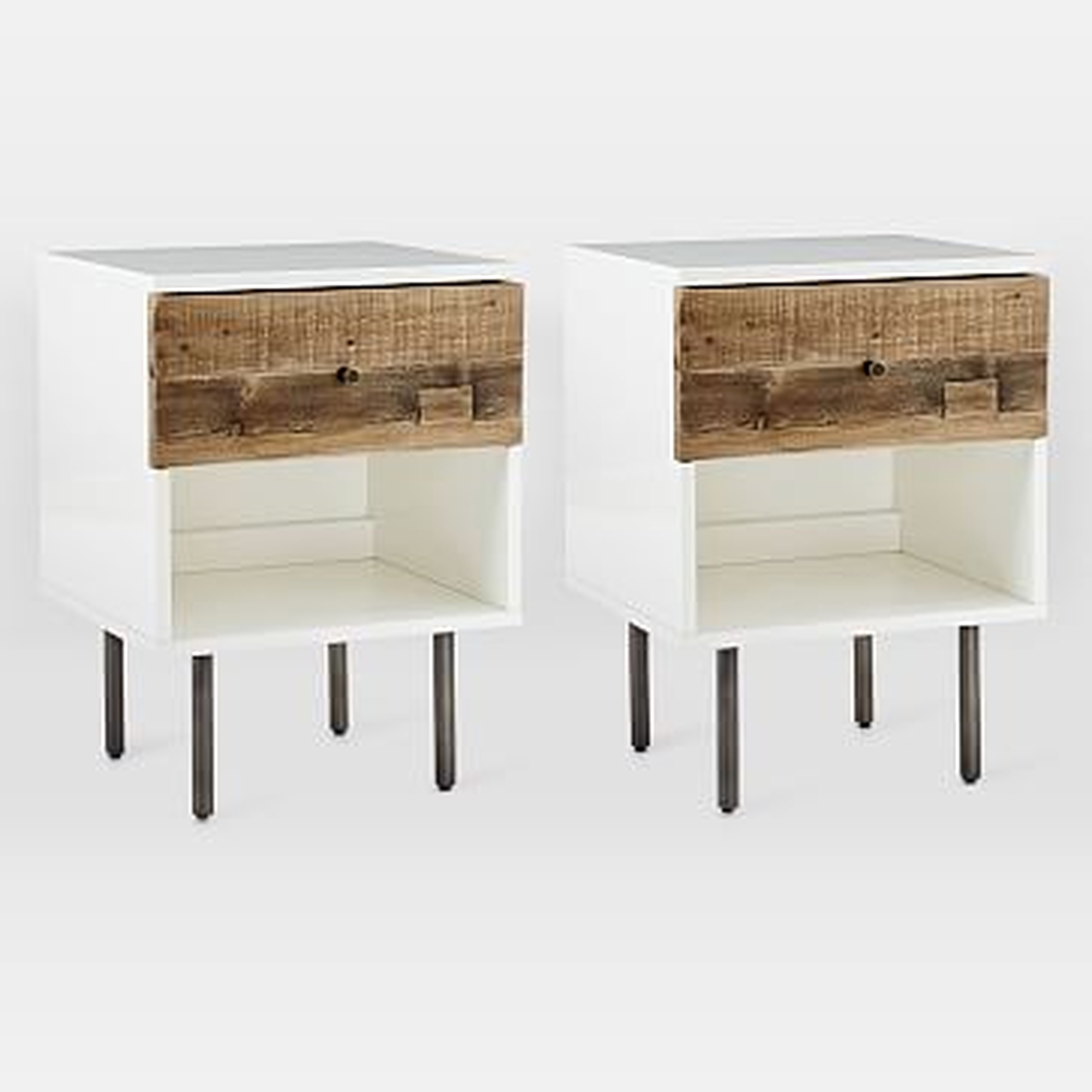 Reclaimed Wood + Lacquer Storage Nightstand, Reclaimed Pine, Gray Wash, Set of 2 - West Elm