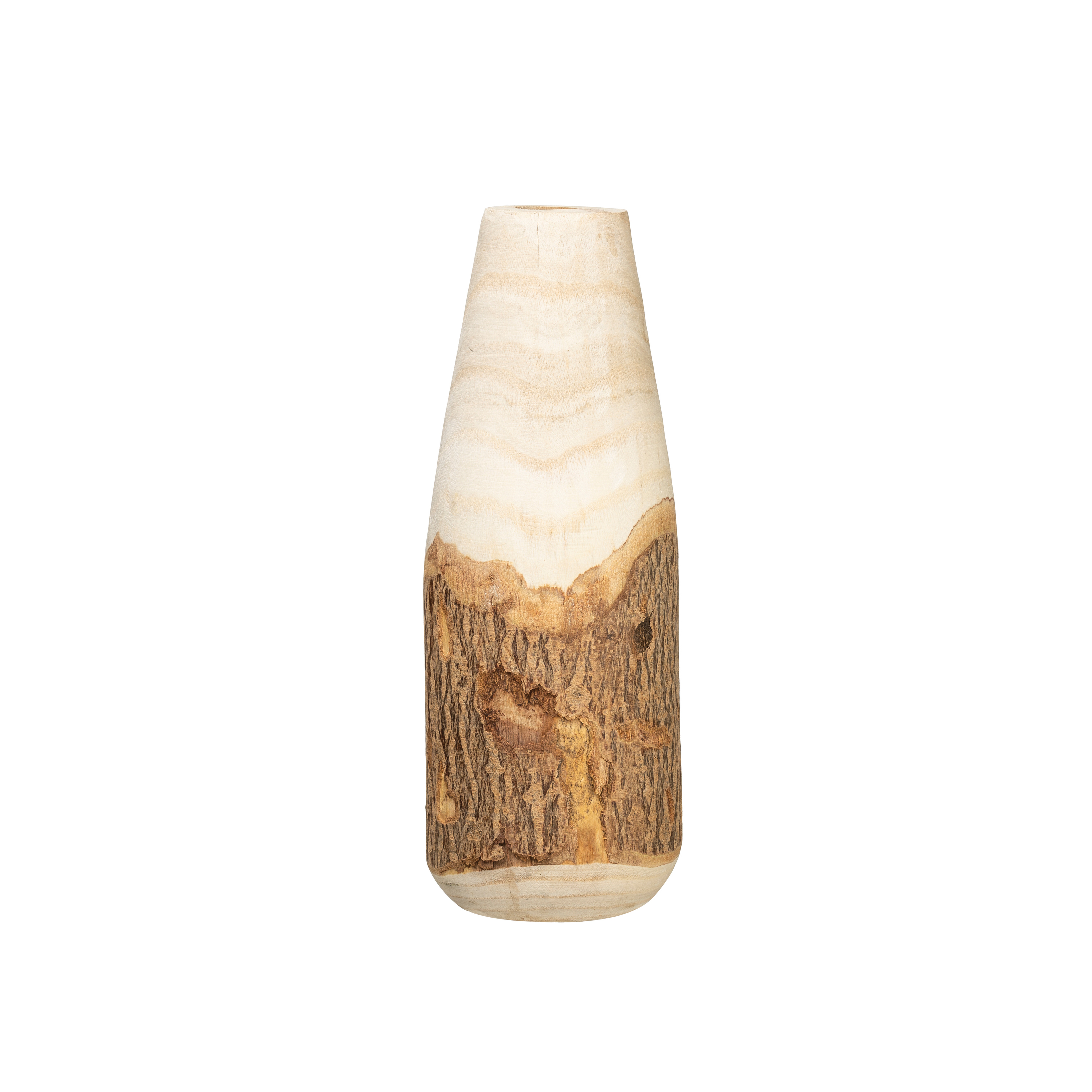 Carved Paulownia Wood Vase with Live Edge (Each one will vary) - Nomad Home