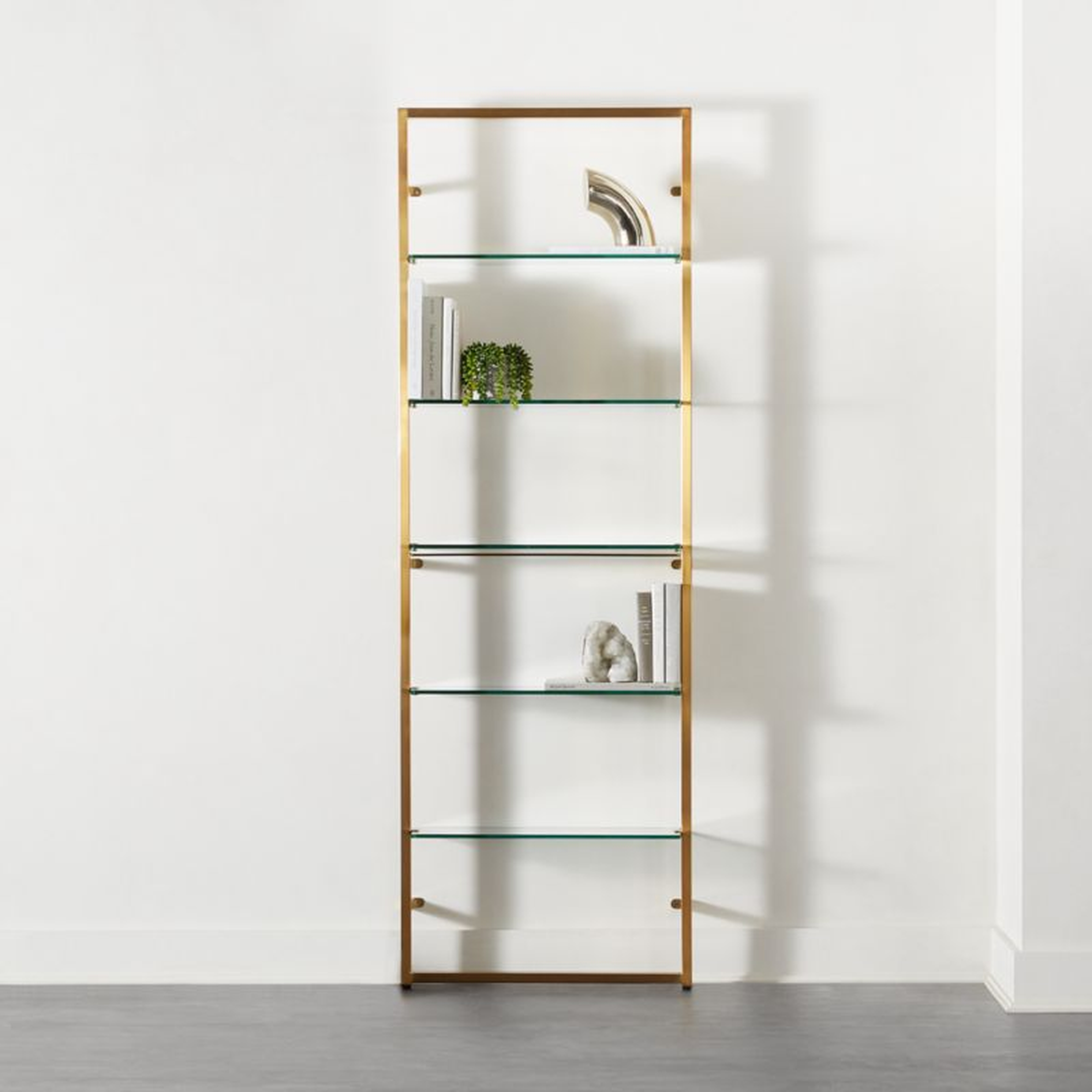 Tesso Brass Metal Wall Mount Bookshelf - CB2