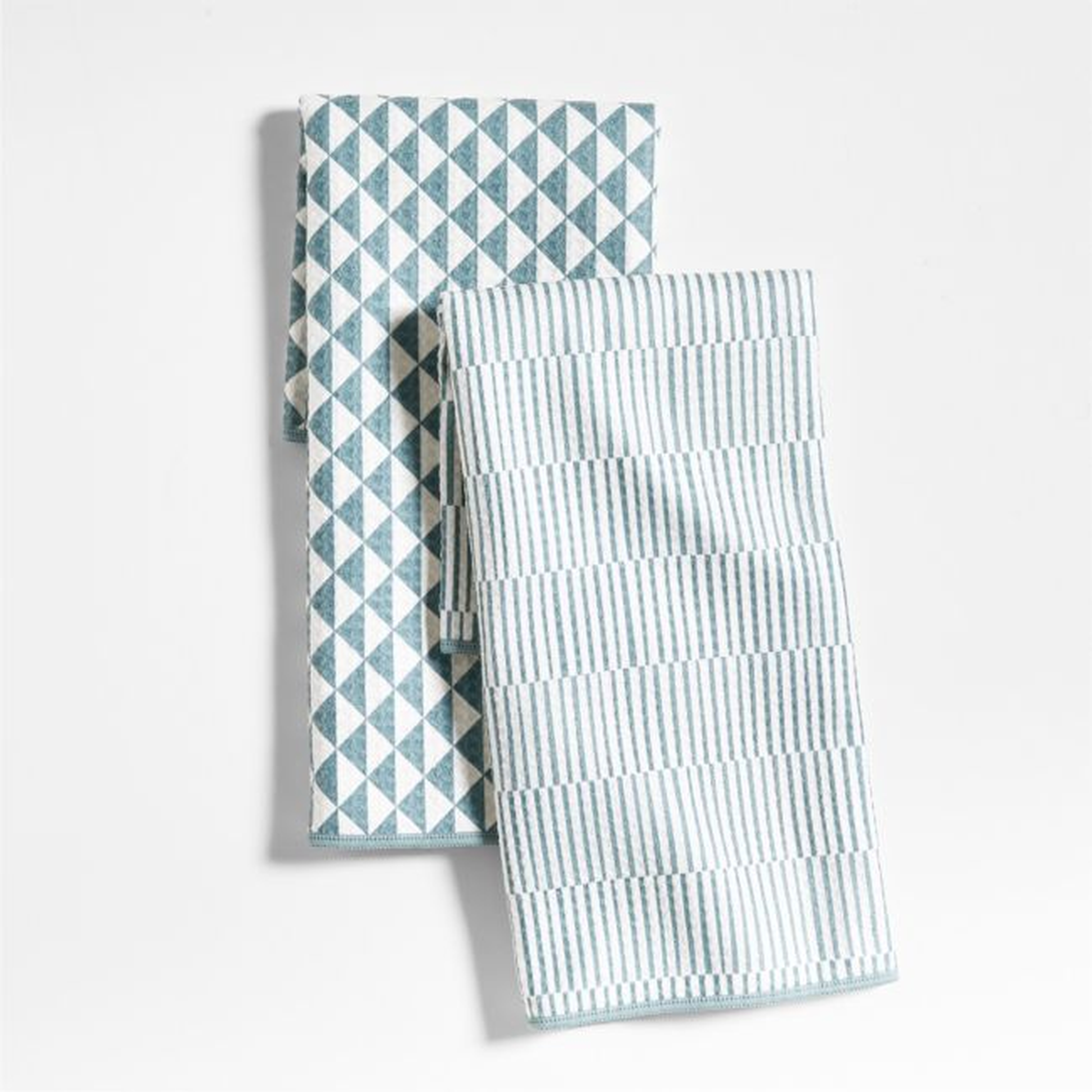 Modern Check Pendula Green Recycled Kitchen Towels, Set of 2 - Crate and Barrel