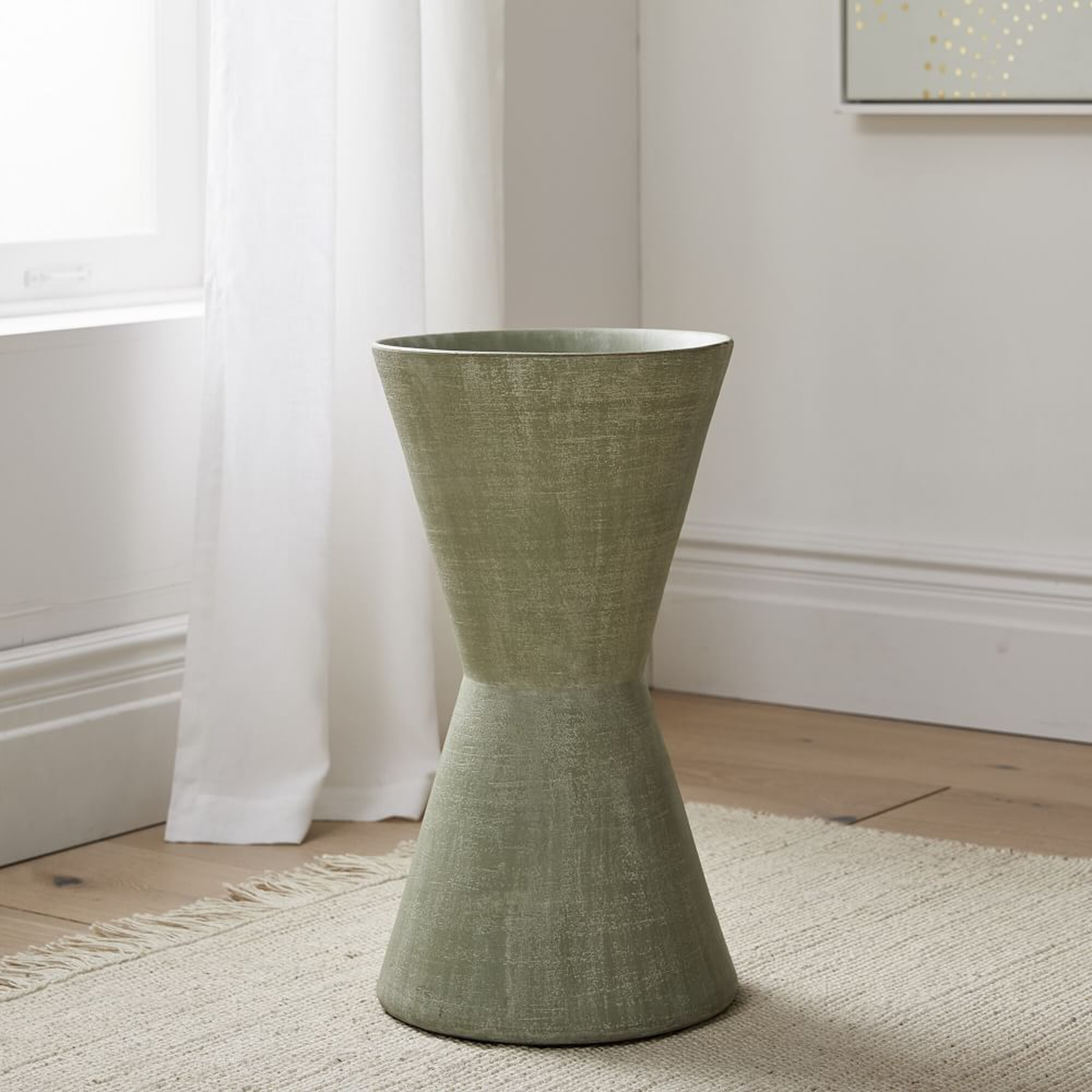 Thom Textured Floor Vase, White, Large - West Elm