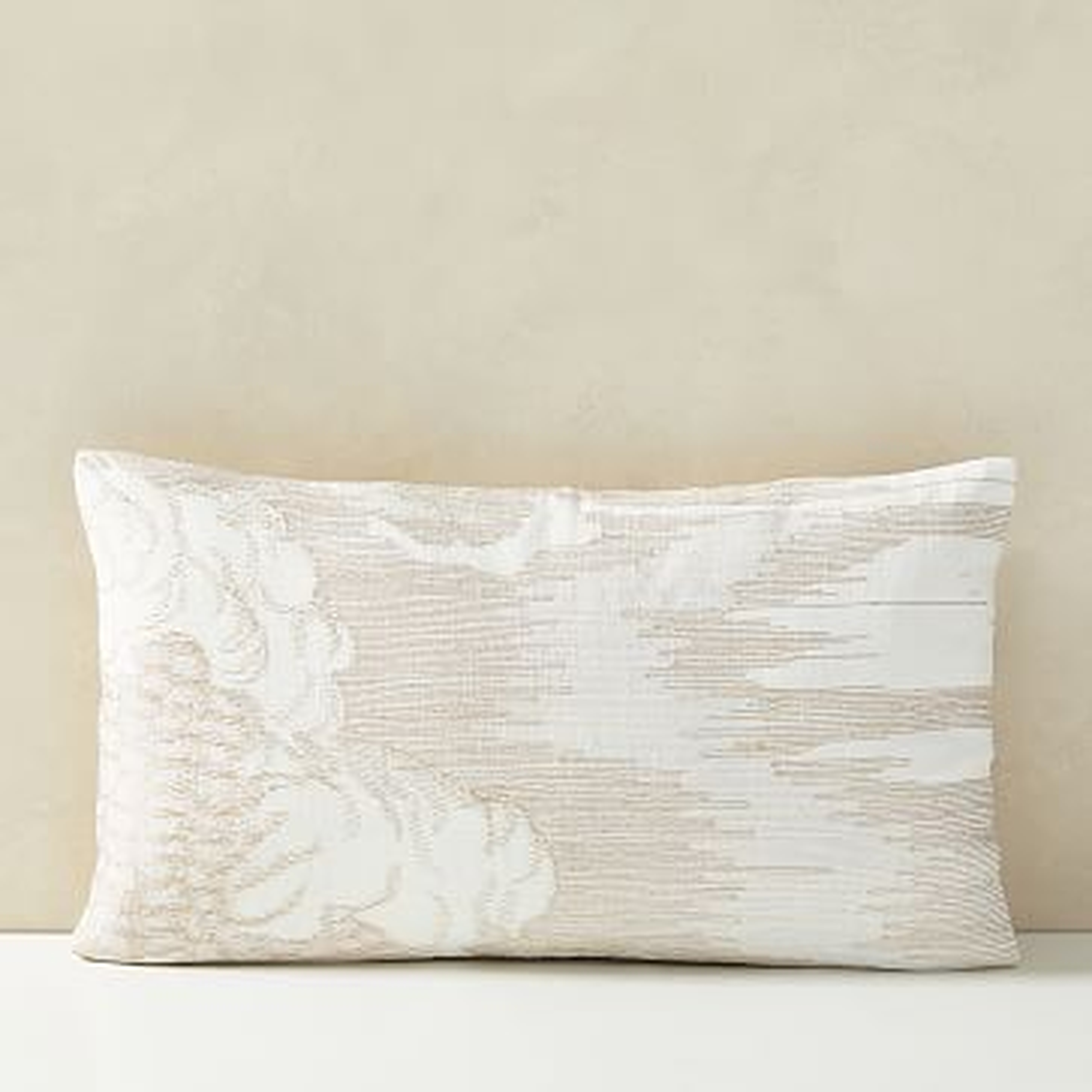 Embroidered Etched Clouds Pillow Cover, 12"x21", Belgian Flax - West Elm