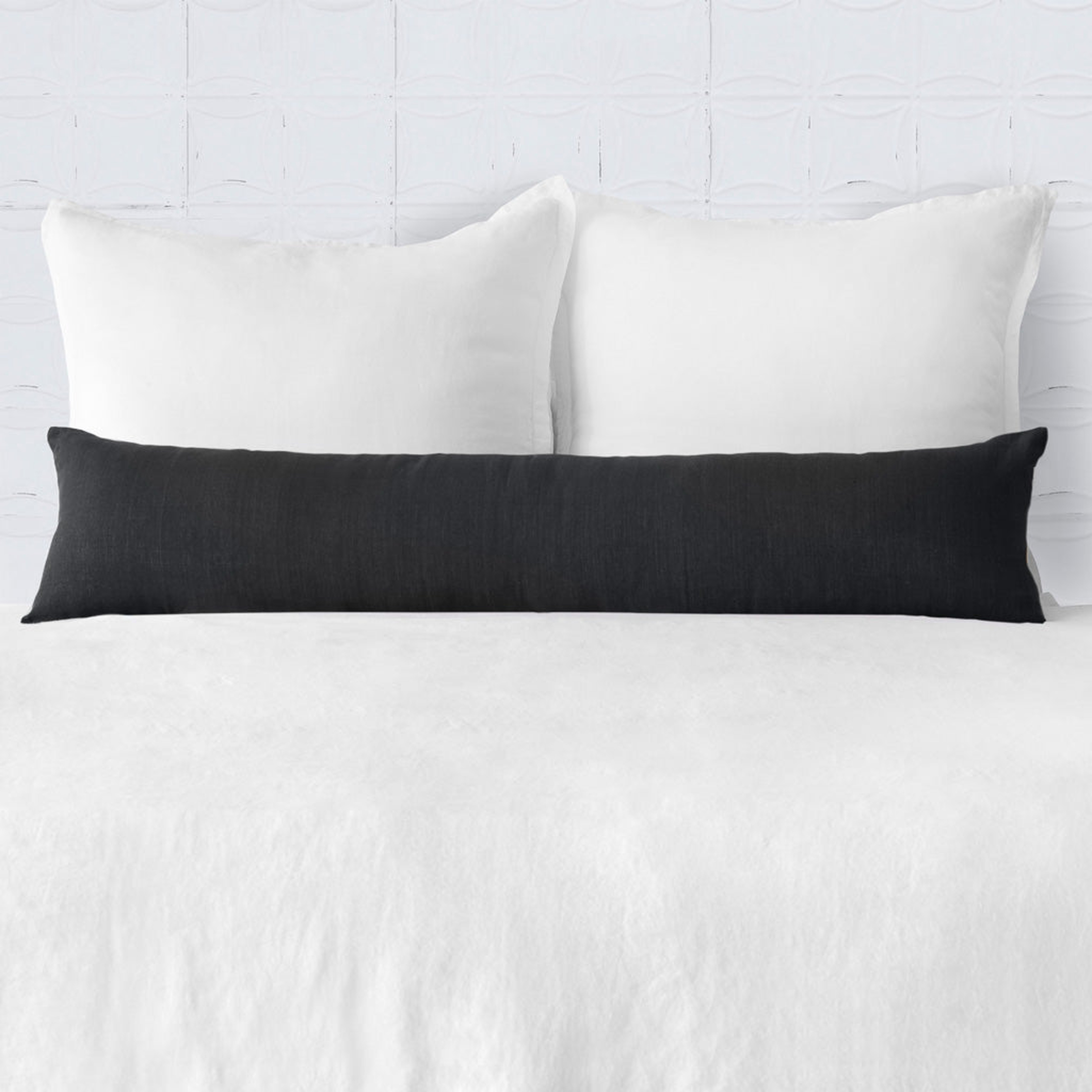 The Citizenry Prisha Linen Lumbar Pillow | 14" x 54" | Charcoal - The Citizenry