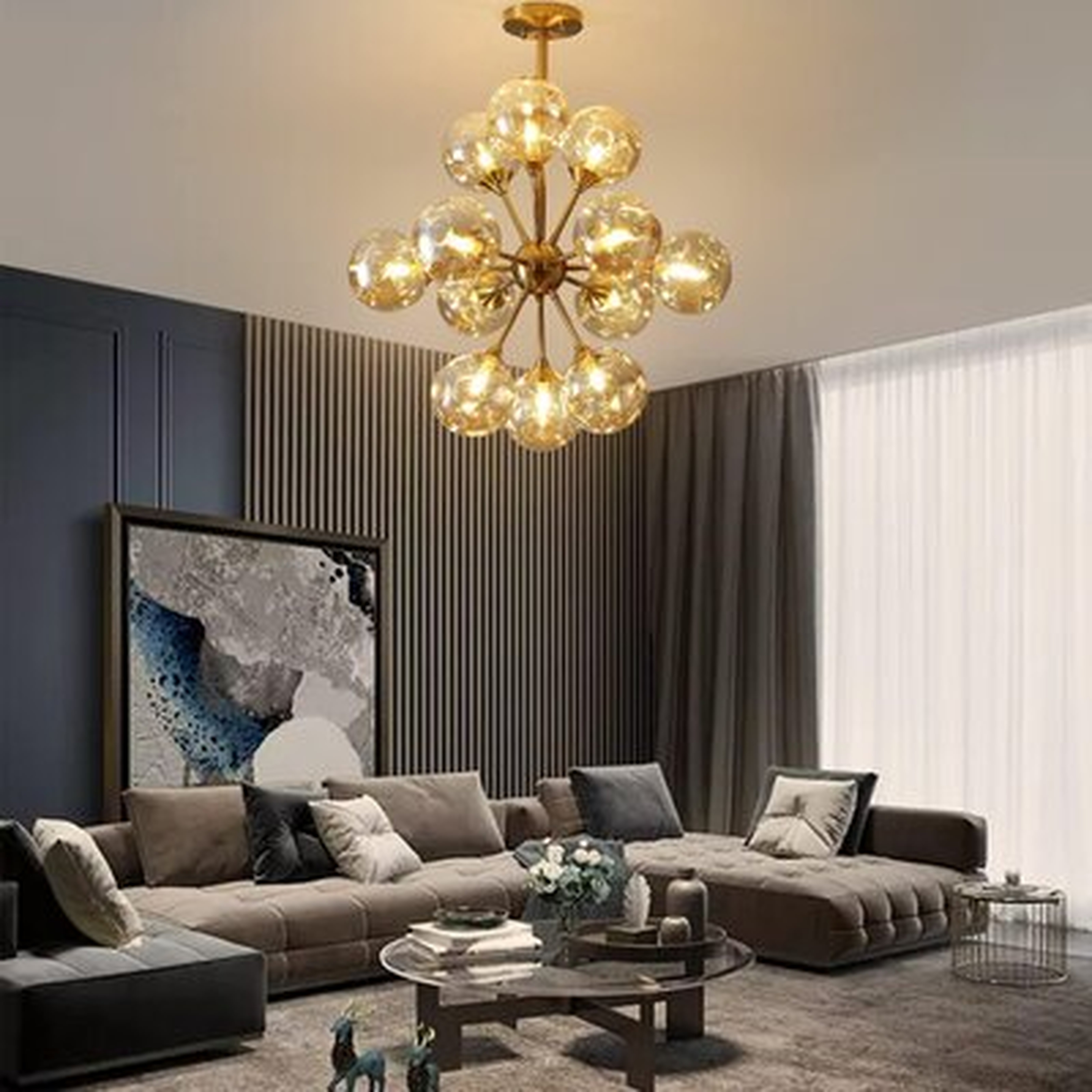 Gold Globe Chandeliers, 12-Light Modern Pendant Lighting Fixtures With Open Glass Shades For Living Room, Bedroom And Kitchen - Wayfair