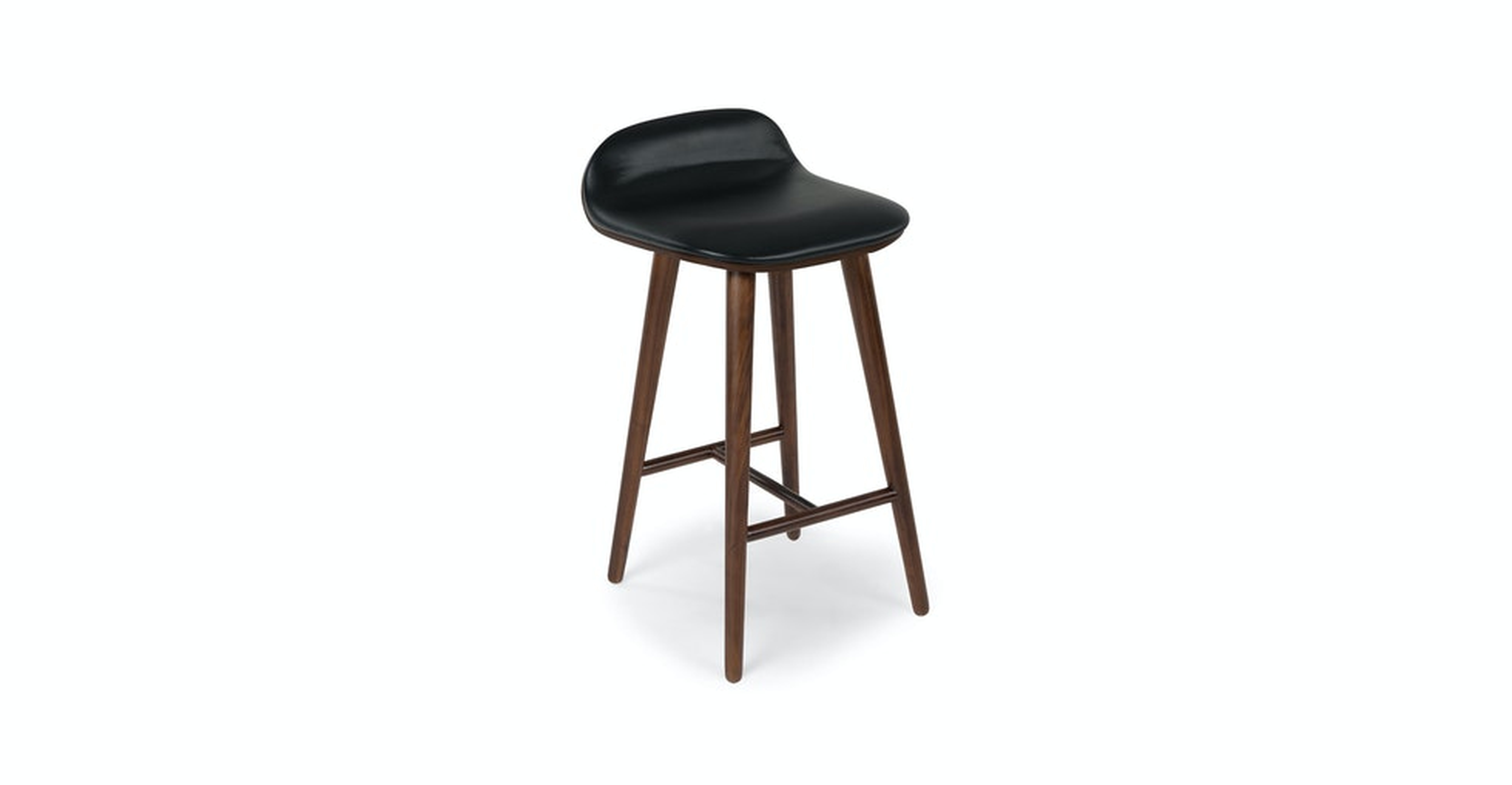 Sede Leather Counter Stool - Walnut and Black - Article