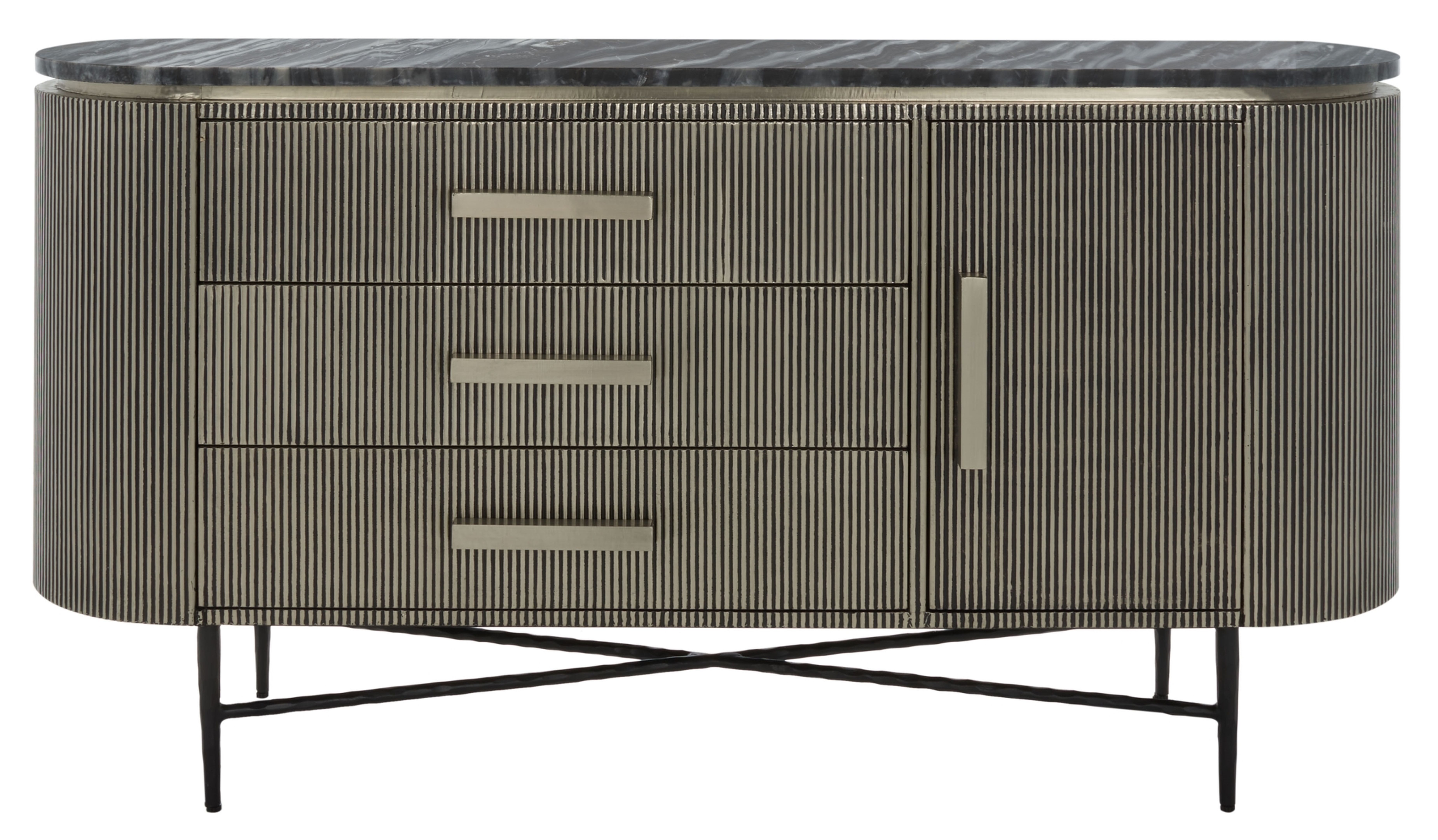 Everlyse Marble Top Sideboard - Silver - Safavieh Couture