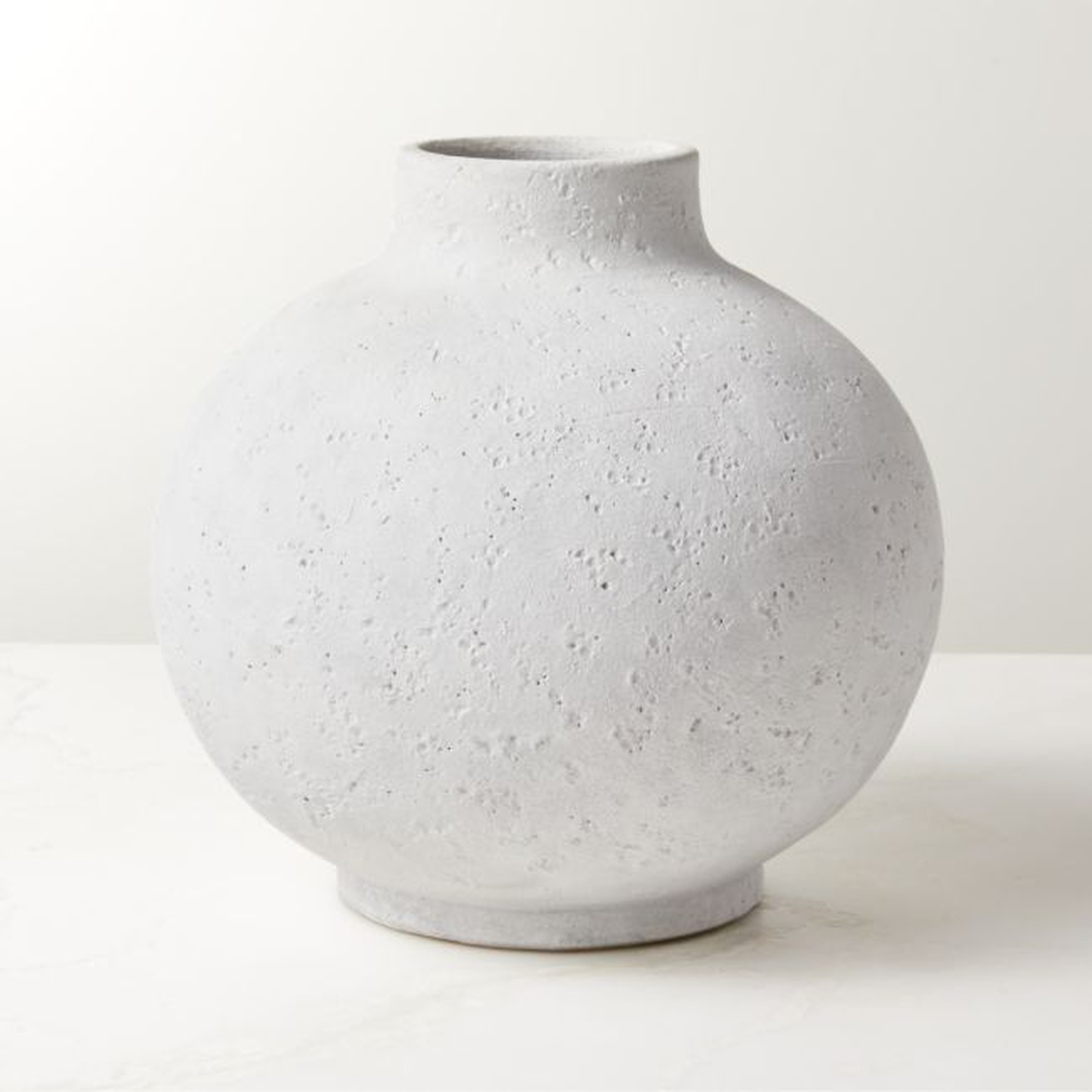 Coralie Round White Terracotta Vase - CB2