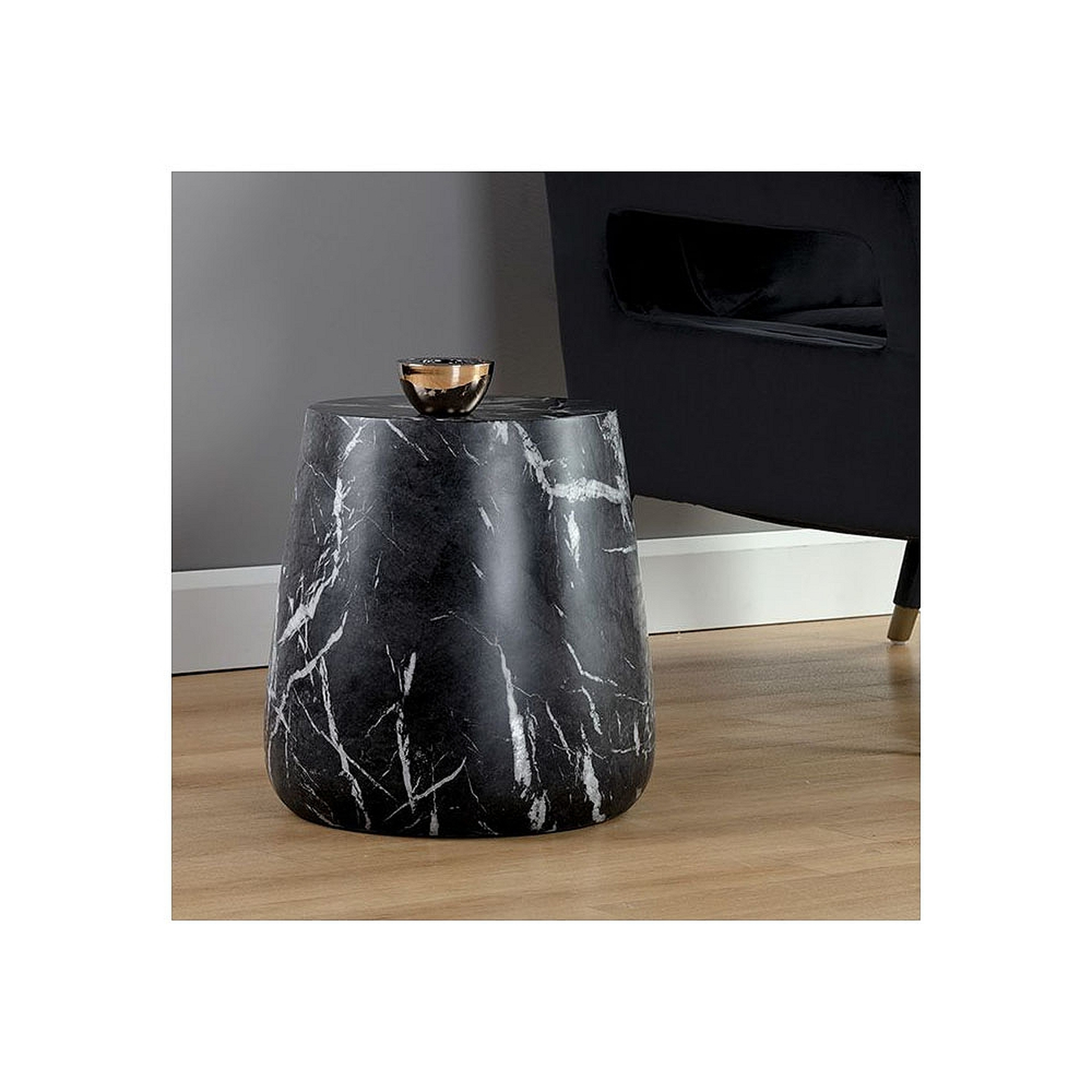 Aries Black Faux Marble Side Table - Style # 85E37 - Lamps Plus