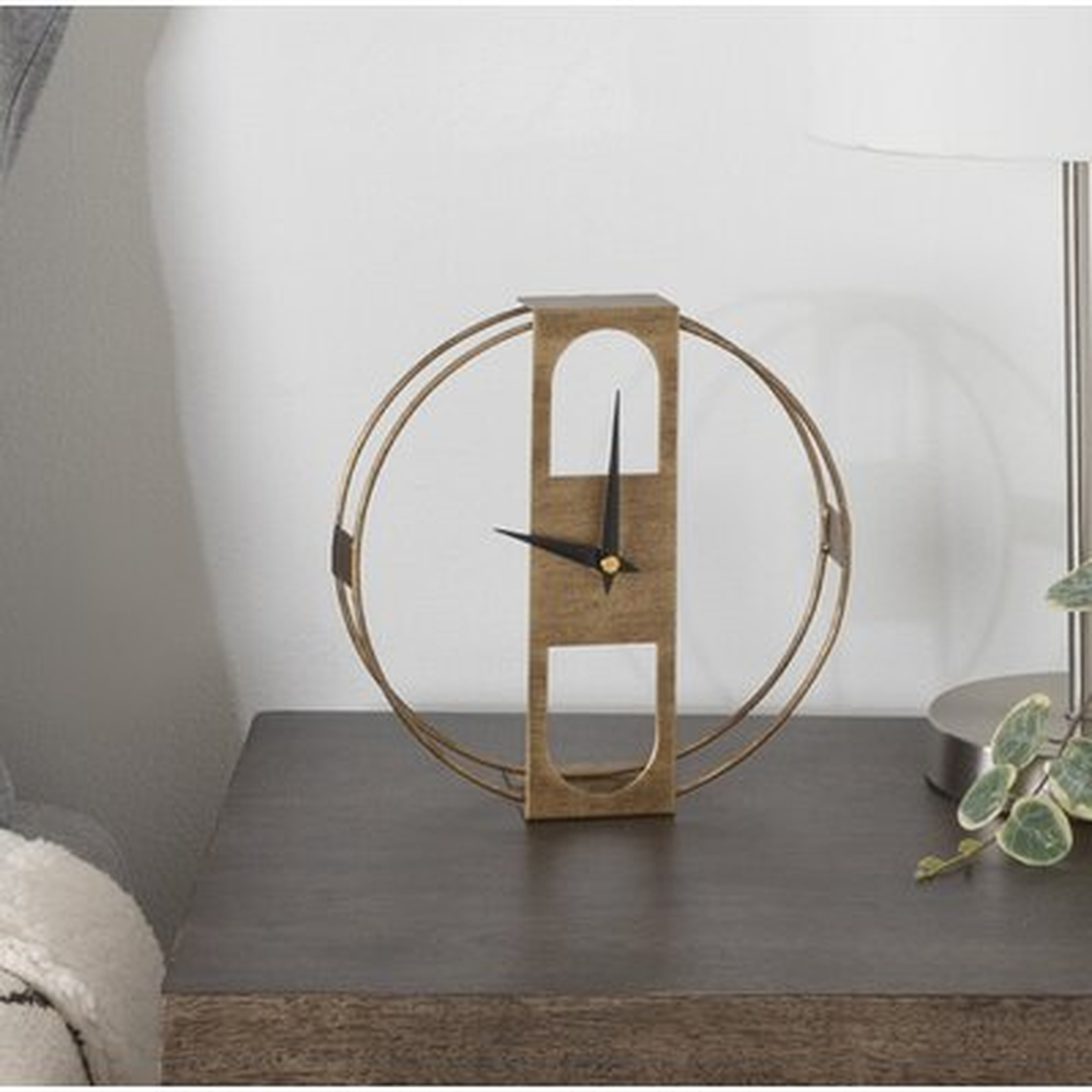 Stainless Steel Mechanical Tabletop Clock in Gold - Wayfair