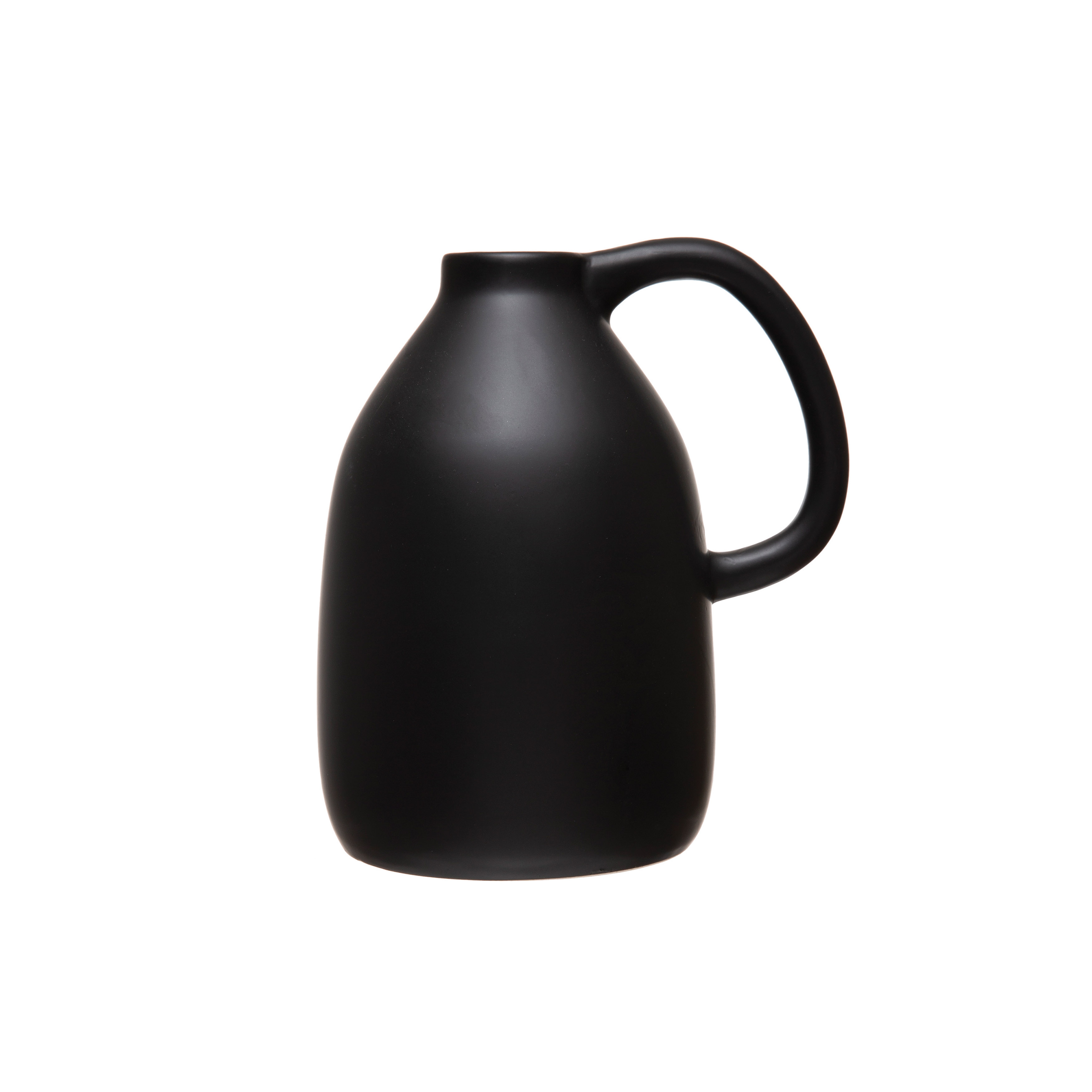 Ceramic Vase with Handle, Matte Black - Nomad Home