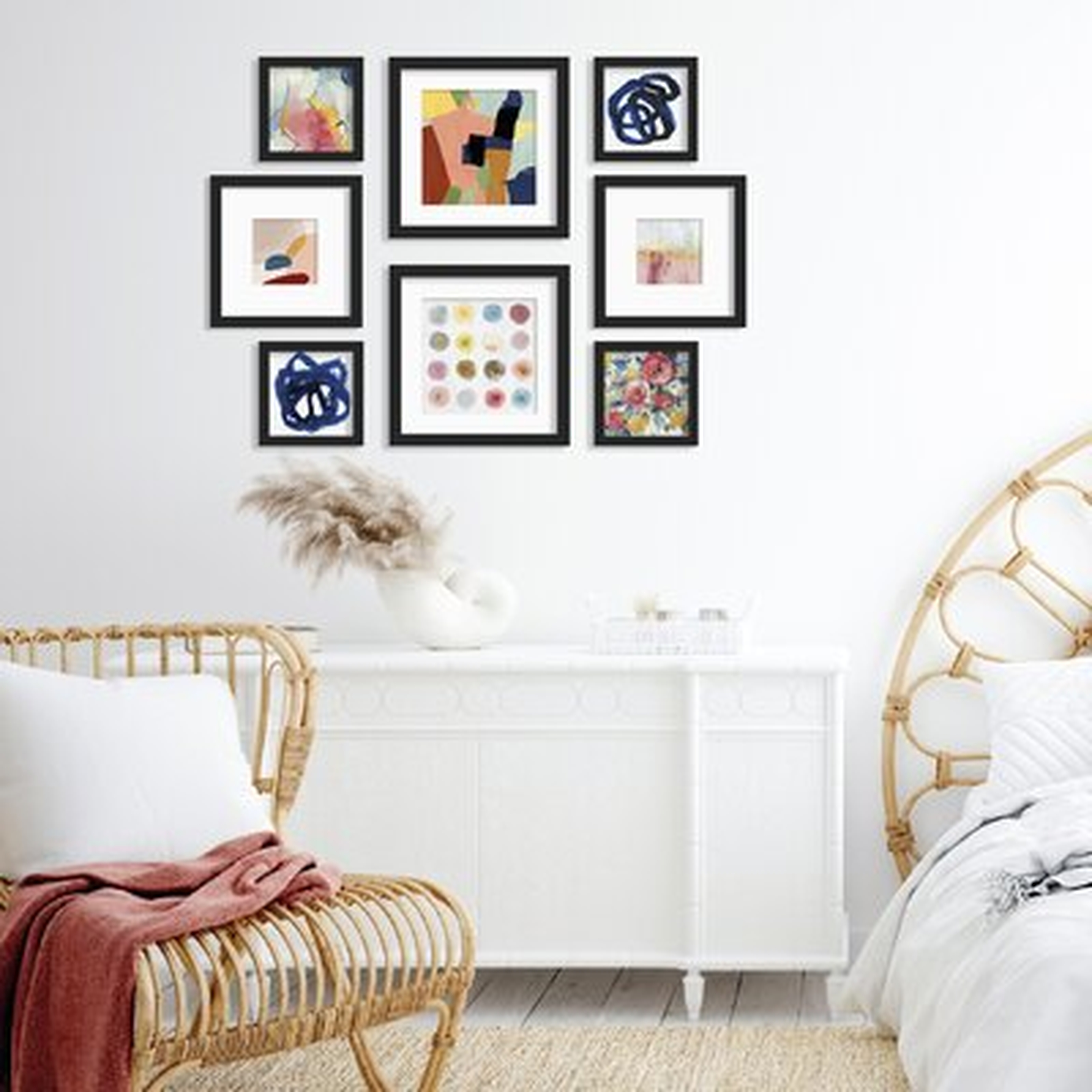Americanflat Colorful Paint Strokes 8 Piece Framed Gallery Wall Art Set - Wayfair